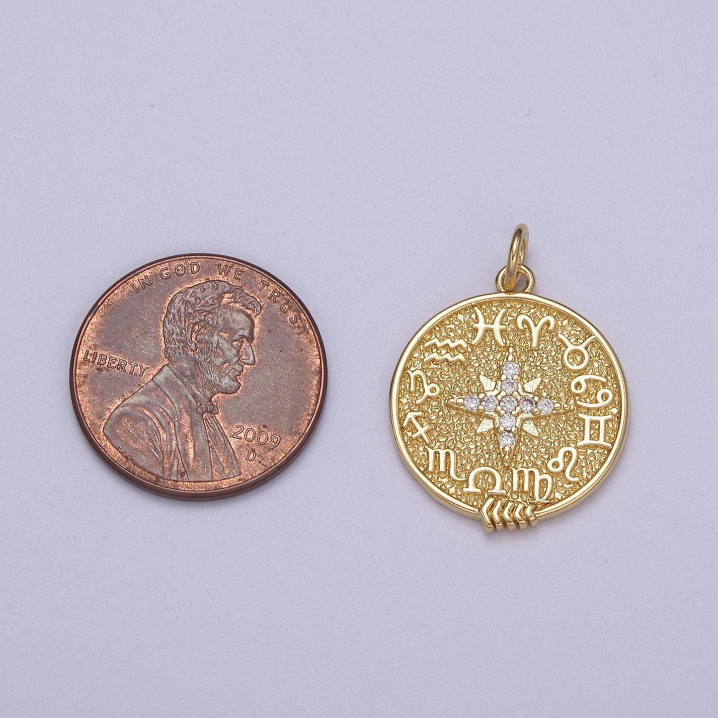24k gold filled zodiac charm necklace • gold astrology zodiac signs circle necklace pendant horoscope c-340