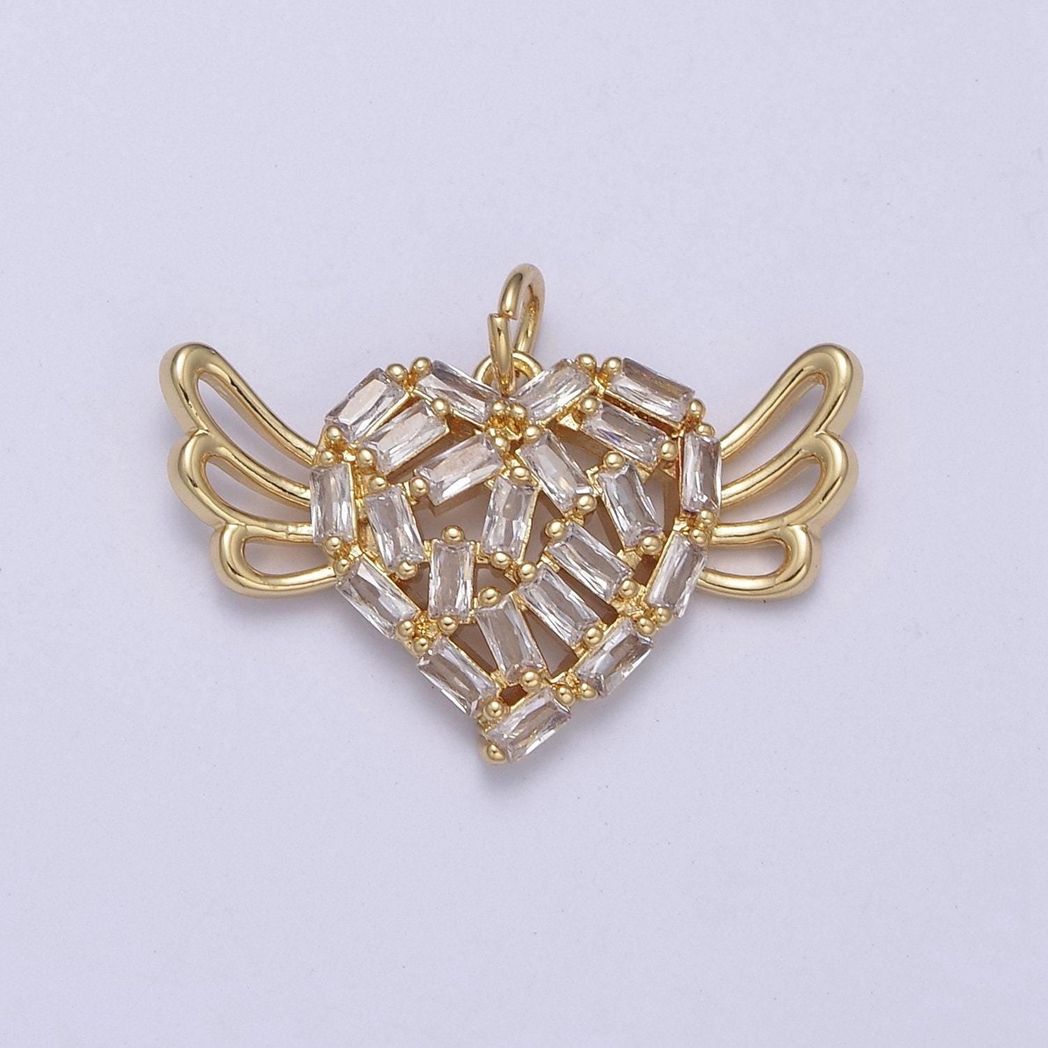 1pc gold micro pave cz heart pendant charm, hearts with micro pave cz pendant charm, heart pendant, for diy jewelry - c307