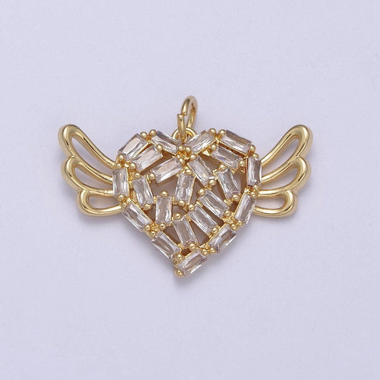 1pc gold micro pave cz heart pendant charm, hearts with micro pave cz pendant charm, heart pendant, for diy jewelry - c307