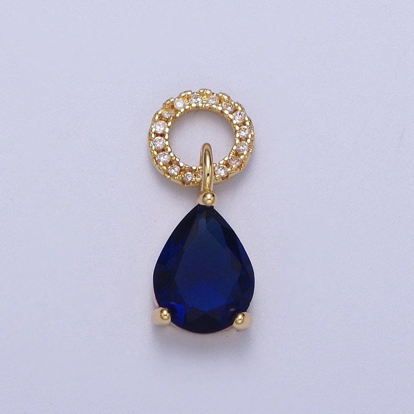 Teardrop cubic zirconia micro paved round bail charm for necklace bracelet component | c280