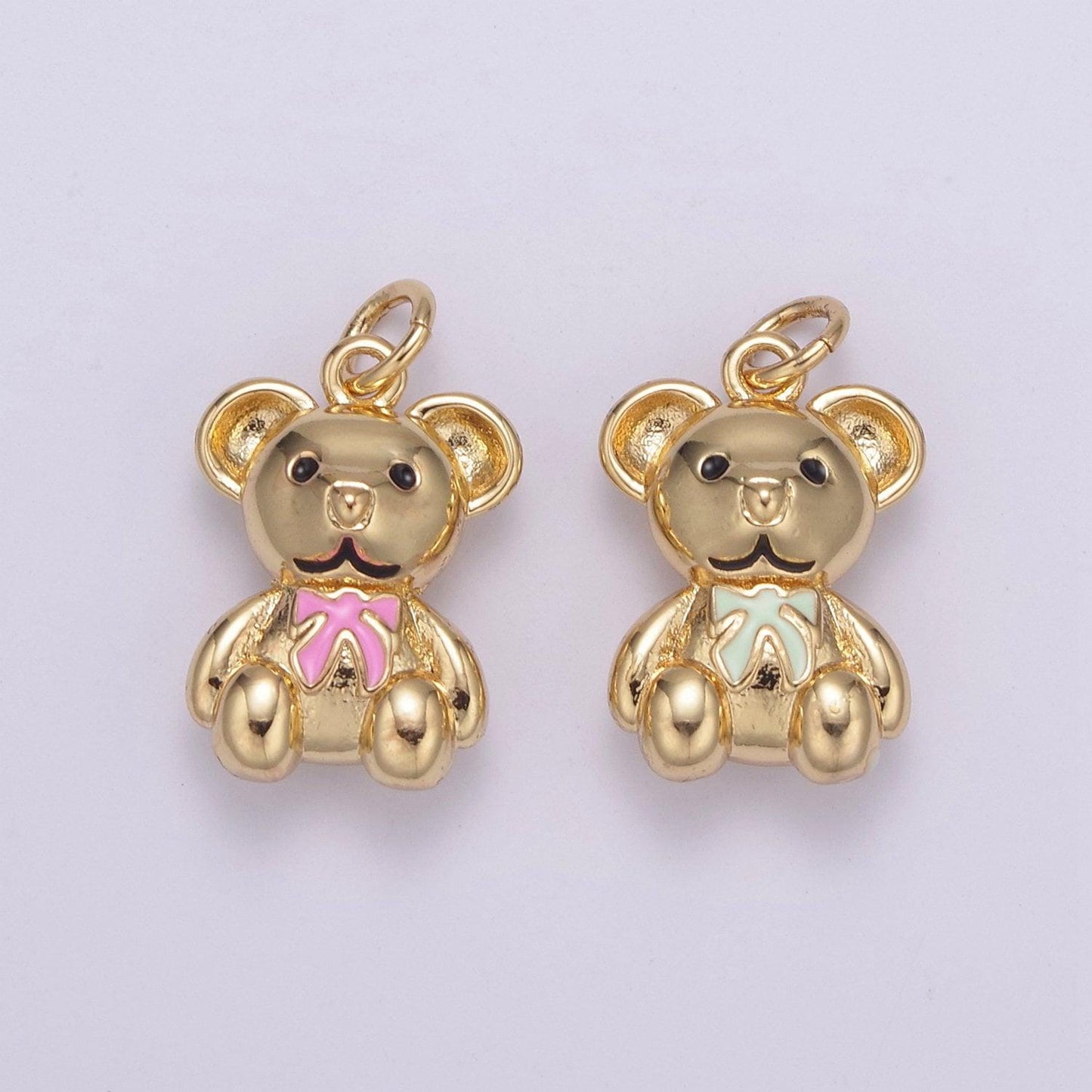 24k gold filled bear pendant teddy bear charm enamel animal panda charm,enamel charm kids retro 90s trend jewelry making supply c-206, c-212