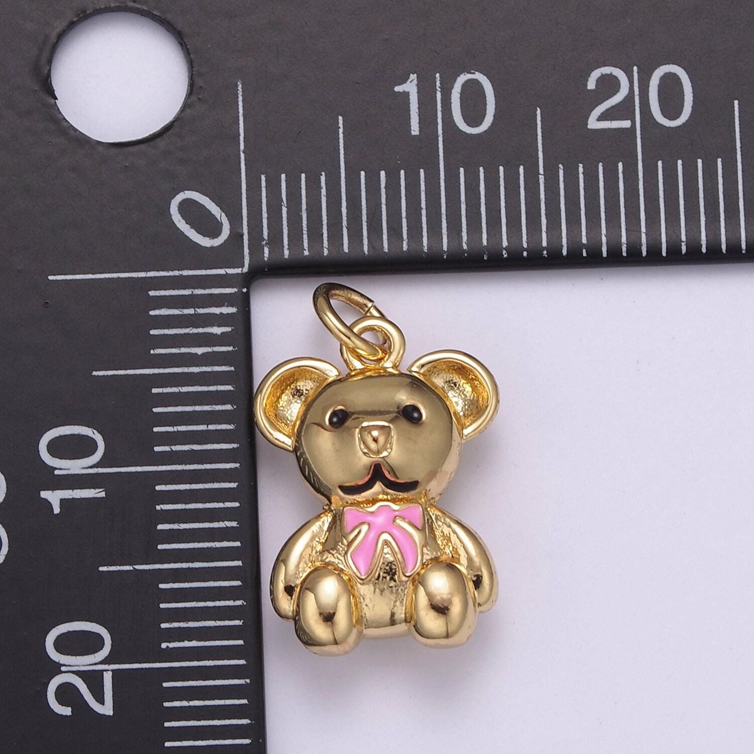 24k gold filled bear pendant teddy bear charm enamel animal panda charm,enamel charm kids retro 90s trend jewelry making supply c-206, c-212