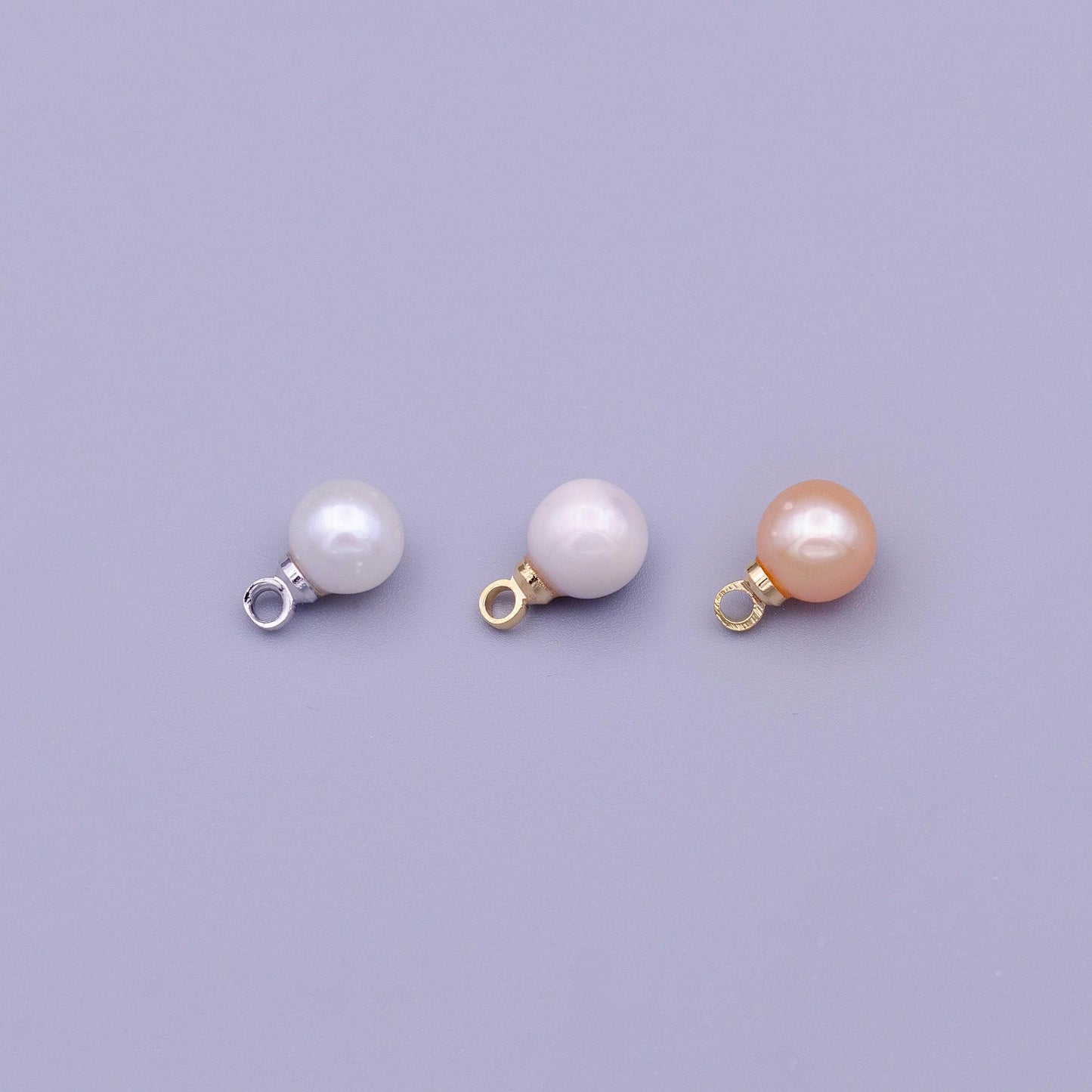 1x small fresh water pearl gold 6 mm real pearl mini charm minimalist bracelet necklace earring enhancer charm pendant c197
