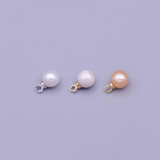 1x small fresh water pearl gold 6 mm real pearl mini charm minimalist bracelet necklace earring enhancer charm pendant c197