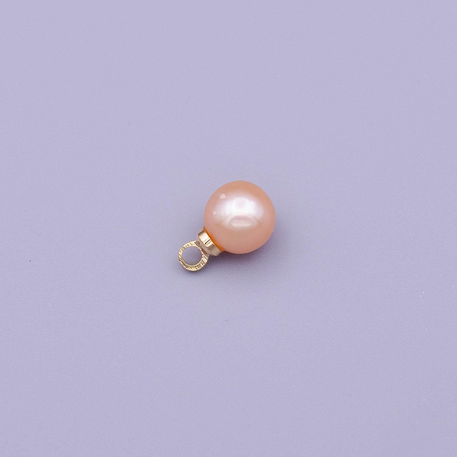 1x small fresh water pearl gold 6 mm real pearl mini charm minimalist bracelet necklace earring enhancer charm pendant c197