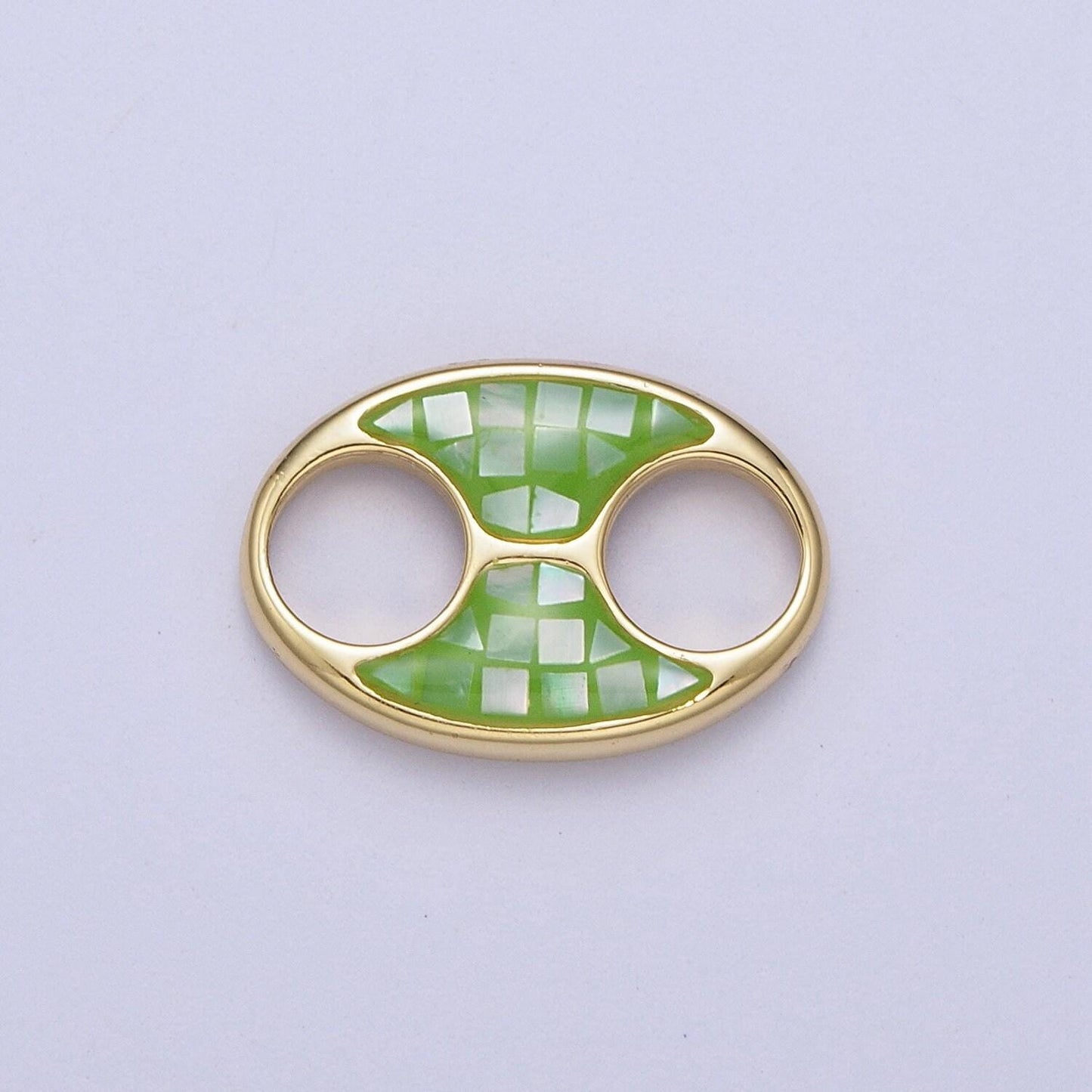 24k gold filled anchor link tab blue, black, white, green, pink shell opal charm for connector pendant earring bracelet necklace supply c125
