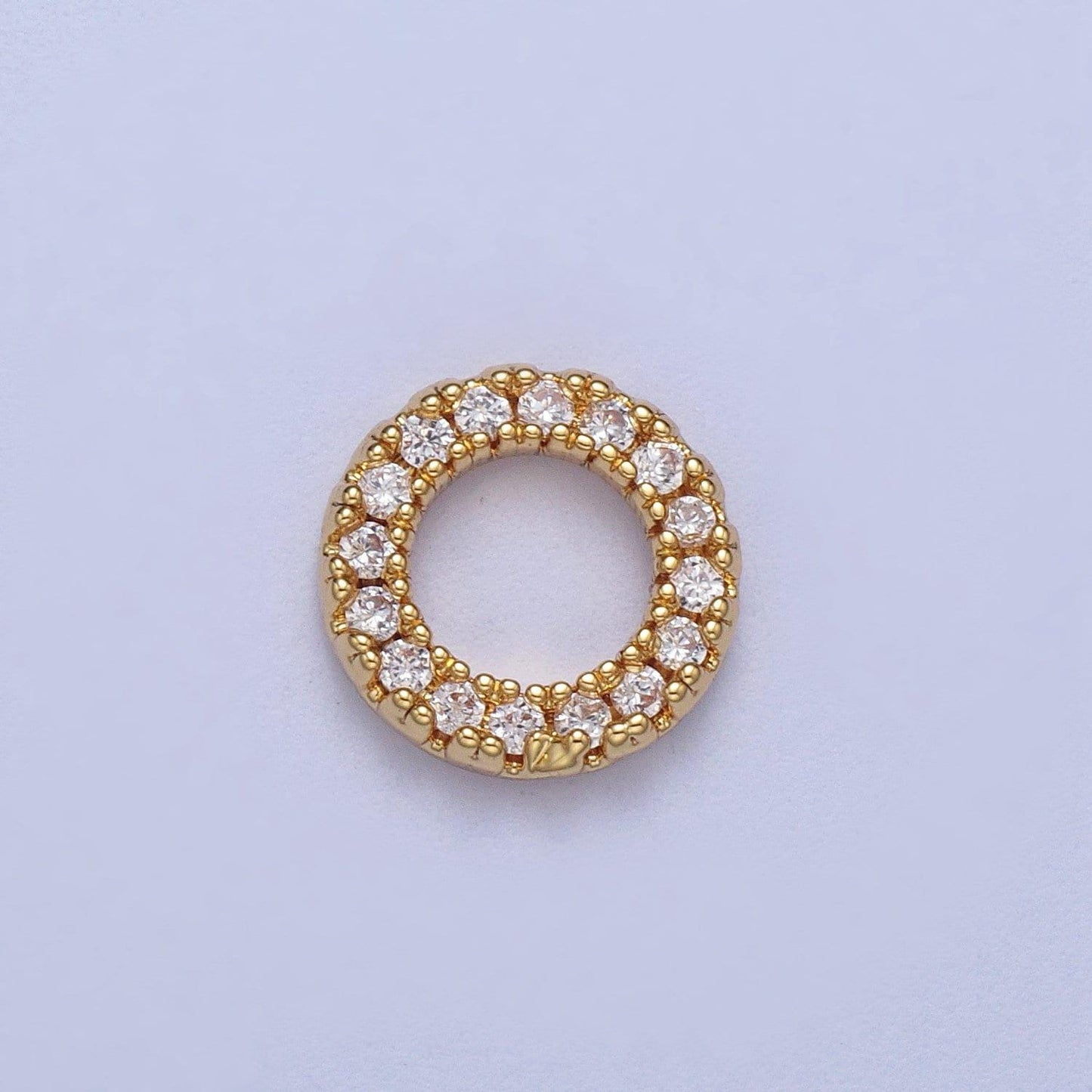 Gold filled micro paved cz 7.5mm round charm in gold & silver donut charm | c059 c122