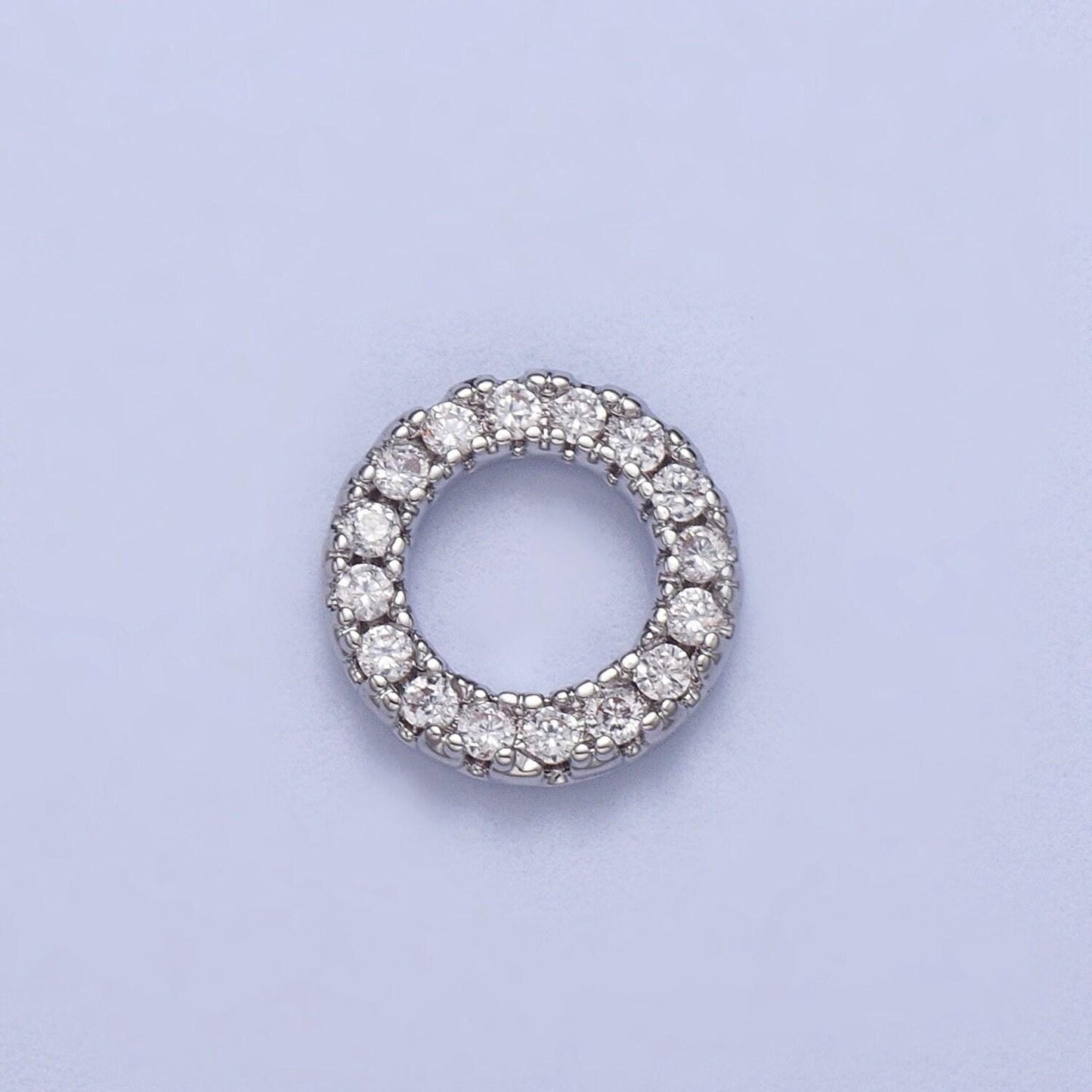Gold filled micro paved cz 7.5mm round charm in gold & silver donut charm | c059 c122