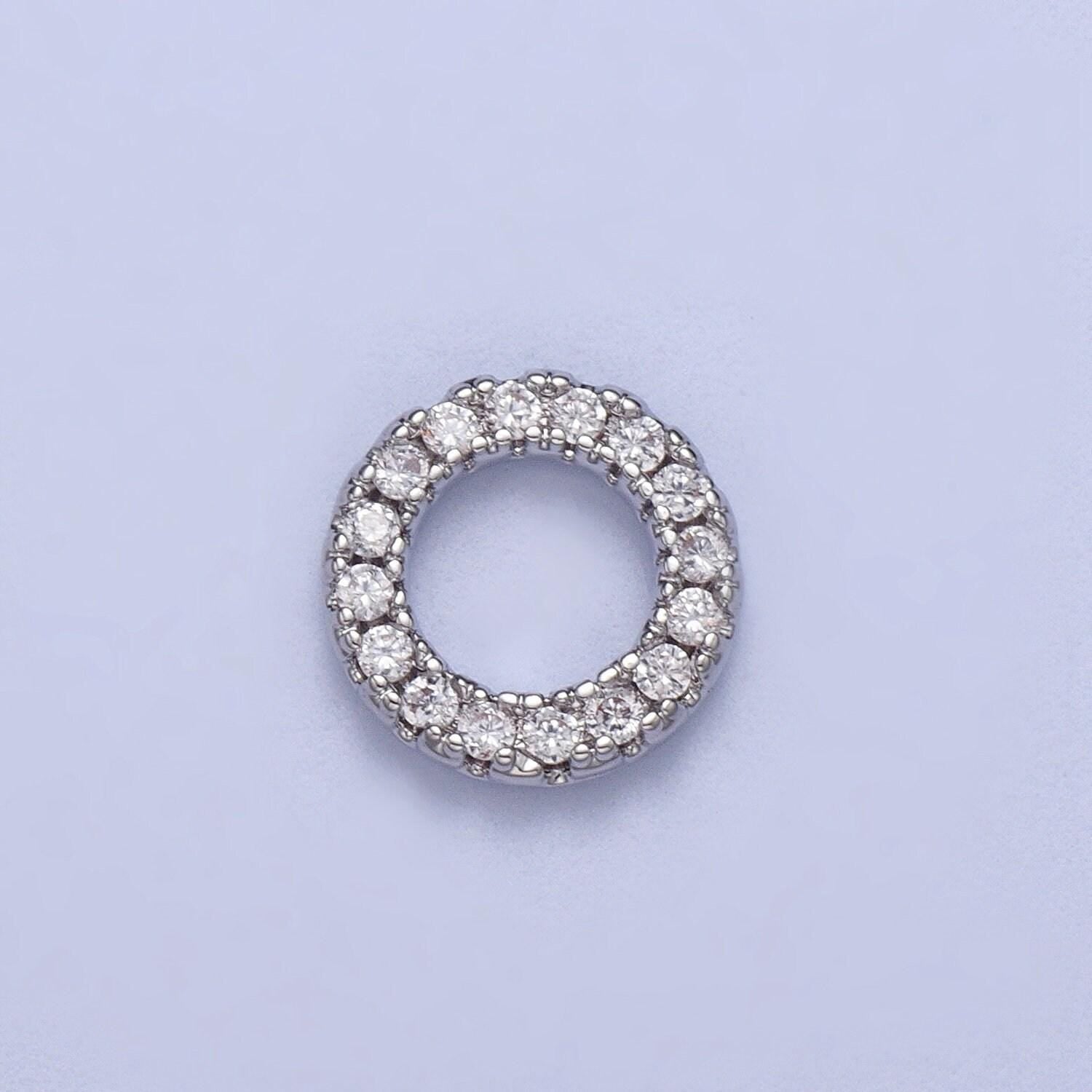 Gold filled micro paved cz 7.5mm round charm in gold & silver donut charm | c059 c122