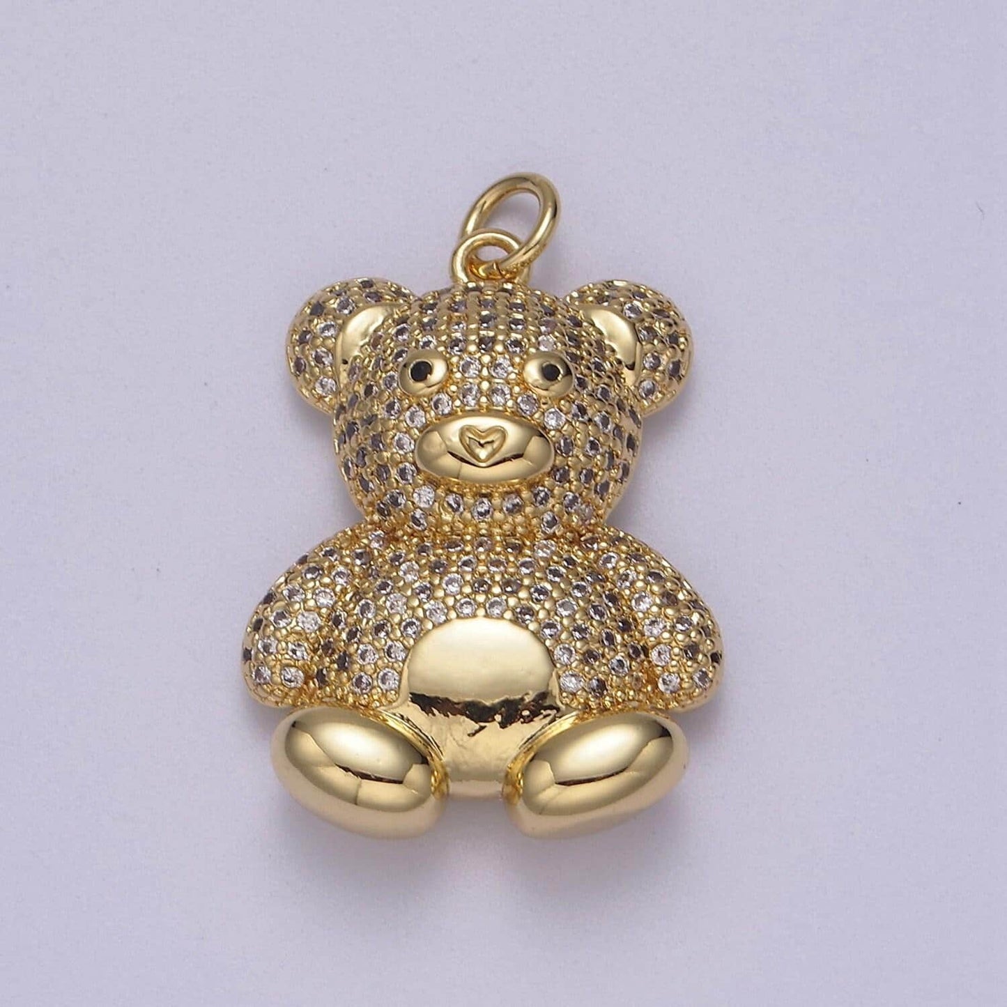 14k gold filled teddy charm pendant cz teddy bear, pave diamond teddy bear pendant, teddy for friend kids jewelry charm c-114