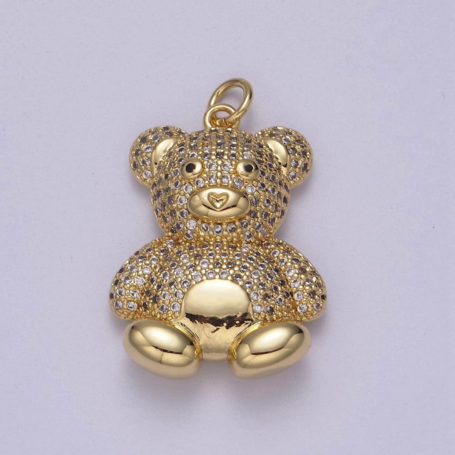 14k gold filled teddy charm pendant cz teddy bear, pave diamond teddy bear pendant, teddy for friend kids jewelry charm c-114