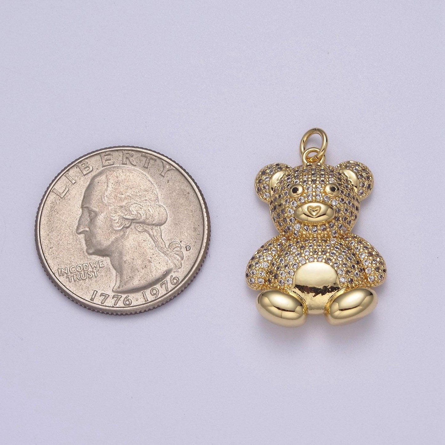 14k gold filled teddy charm pendant cz teddy bear, pave diamond teddy bear pendant, teddy for friend kids jewelry charm c-114
