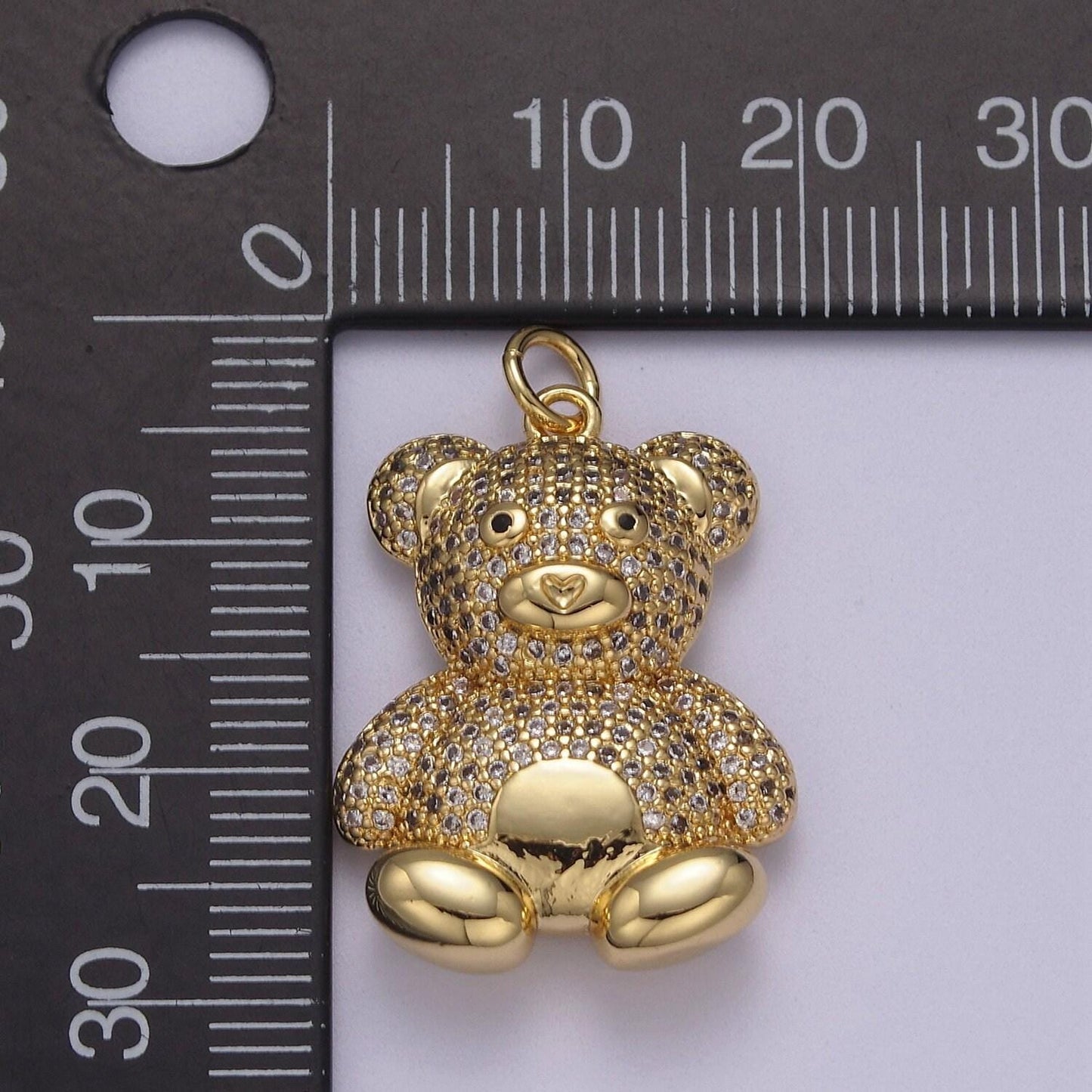 14k gold filled teddy charm pendant cz teddy bear, pave diamond teddy bear pendant, teddy for friend kids jewelry charm c-114