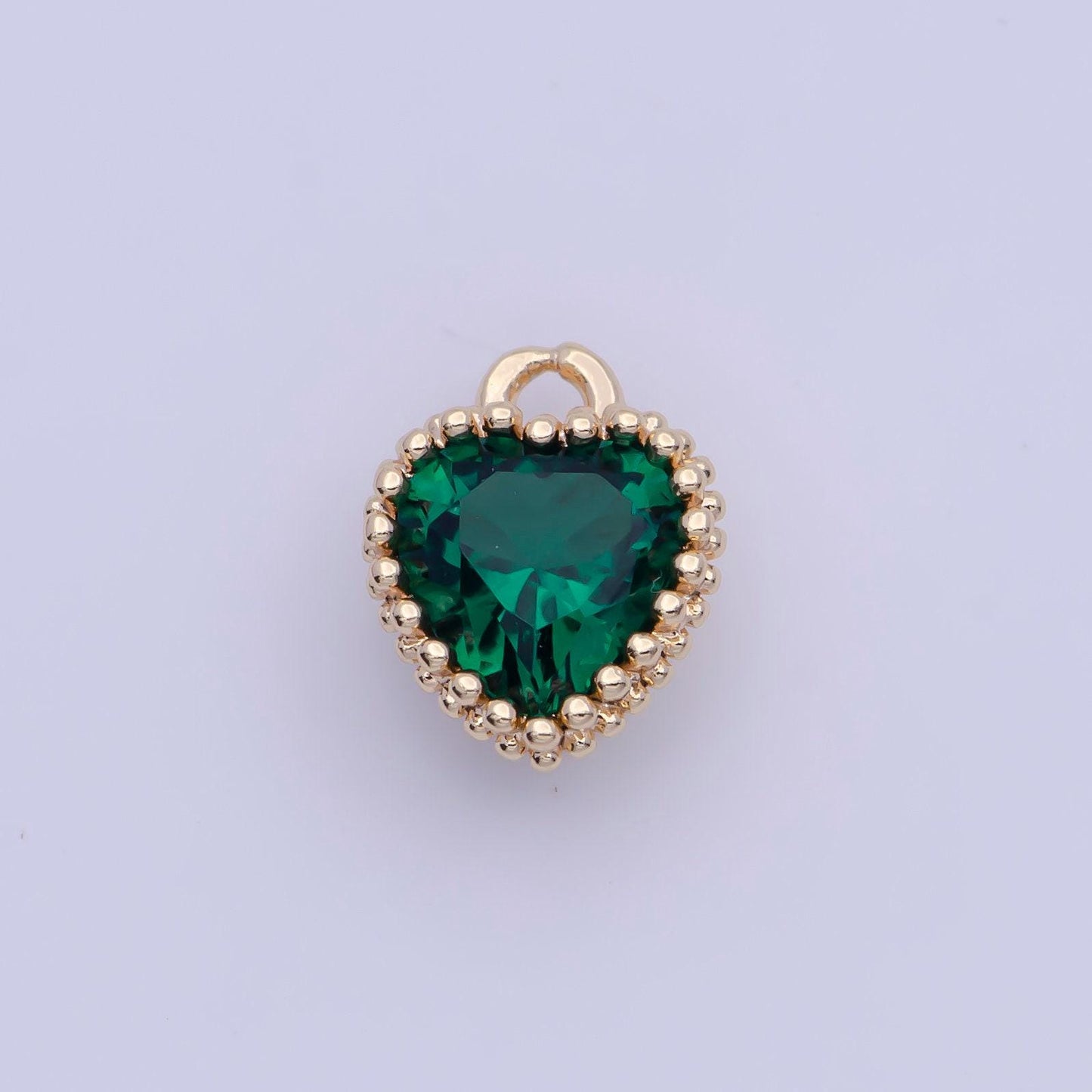 Dainty gold multicolor cz heart pendant, 24k gold plated 12 colors micro paved cz tiny love heart charm