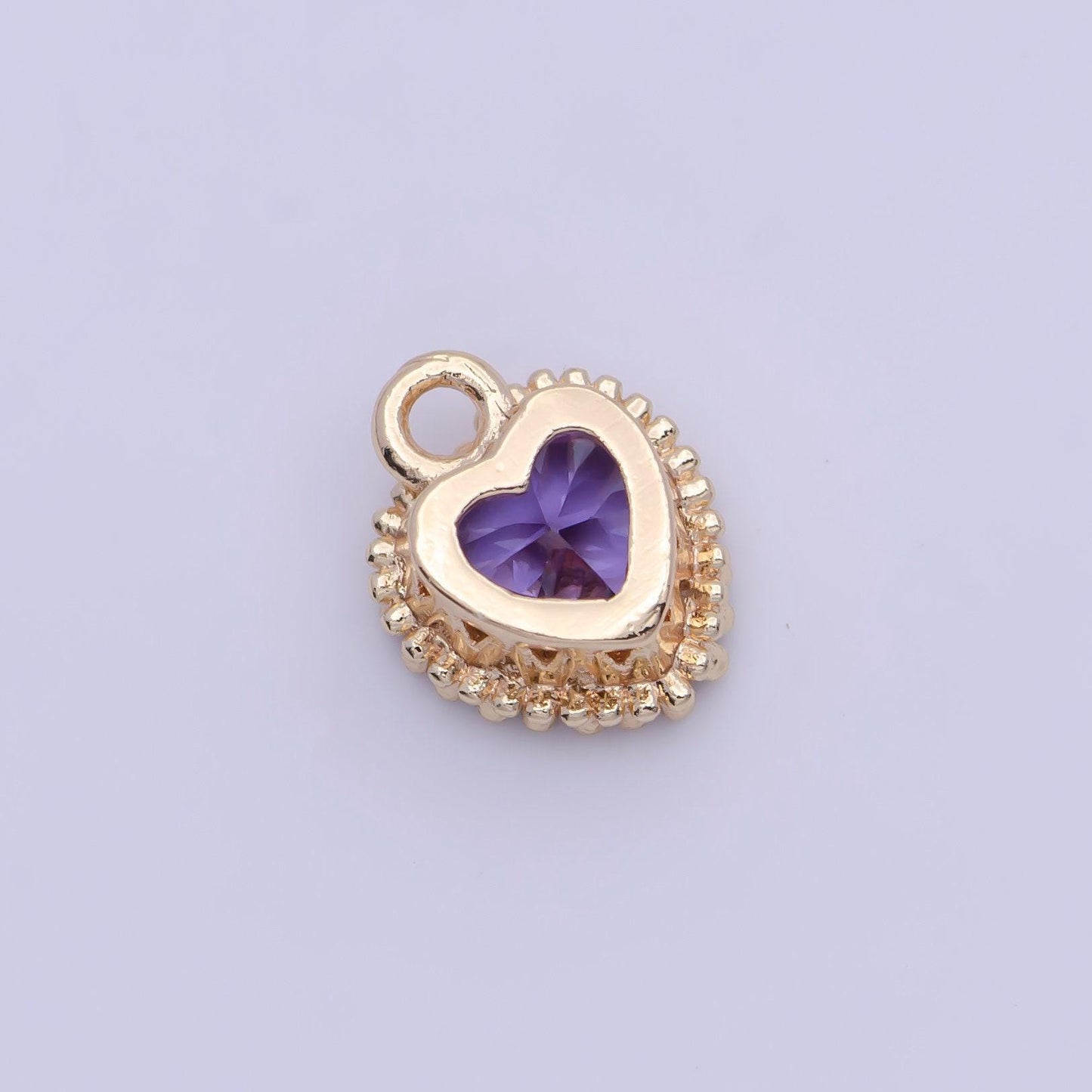Dainty gold multicolor cz heart pendant, 24k gold plated 12 colors micro paved cz tiny love heart charm