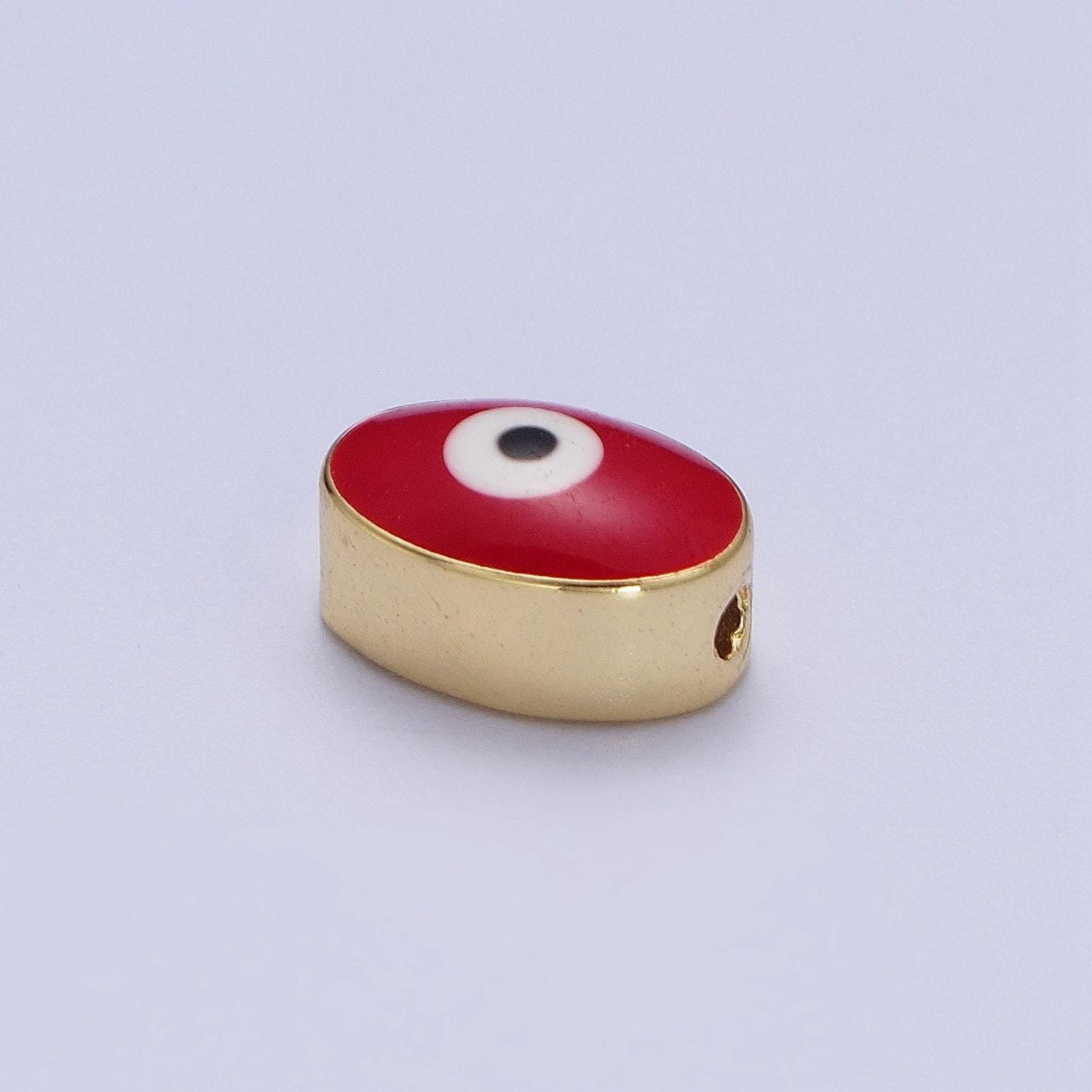 Gold evil eye bead spacer for bracelet red / purple eye bead for bracelet component b-671