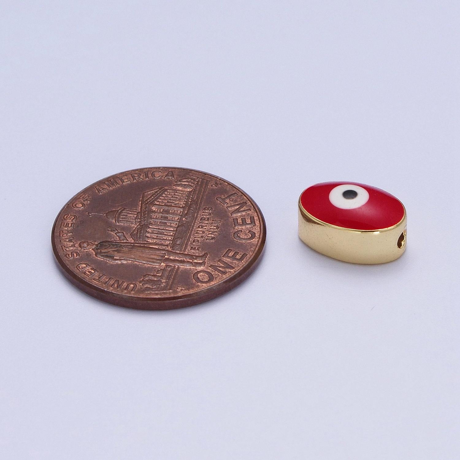 Gold evil eye bead spacer for bracelet red / purple eye bead for bracelet component b-671