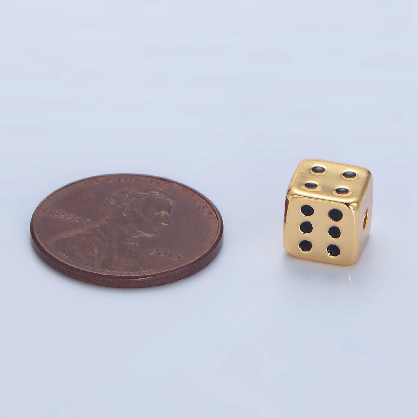 Black & gold cubic dice 24k gold filled game bead dice | b-903