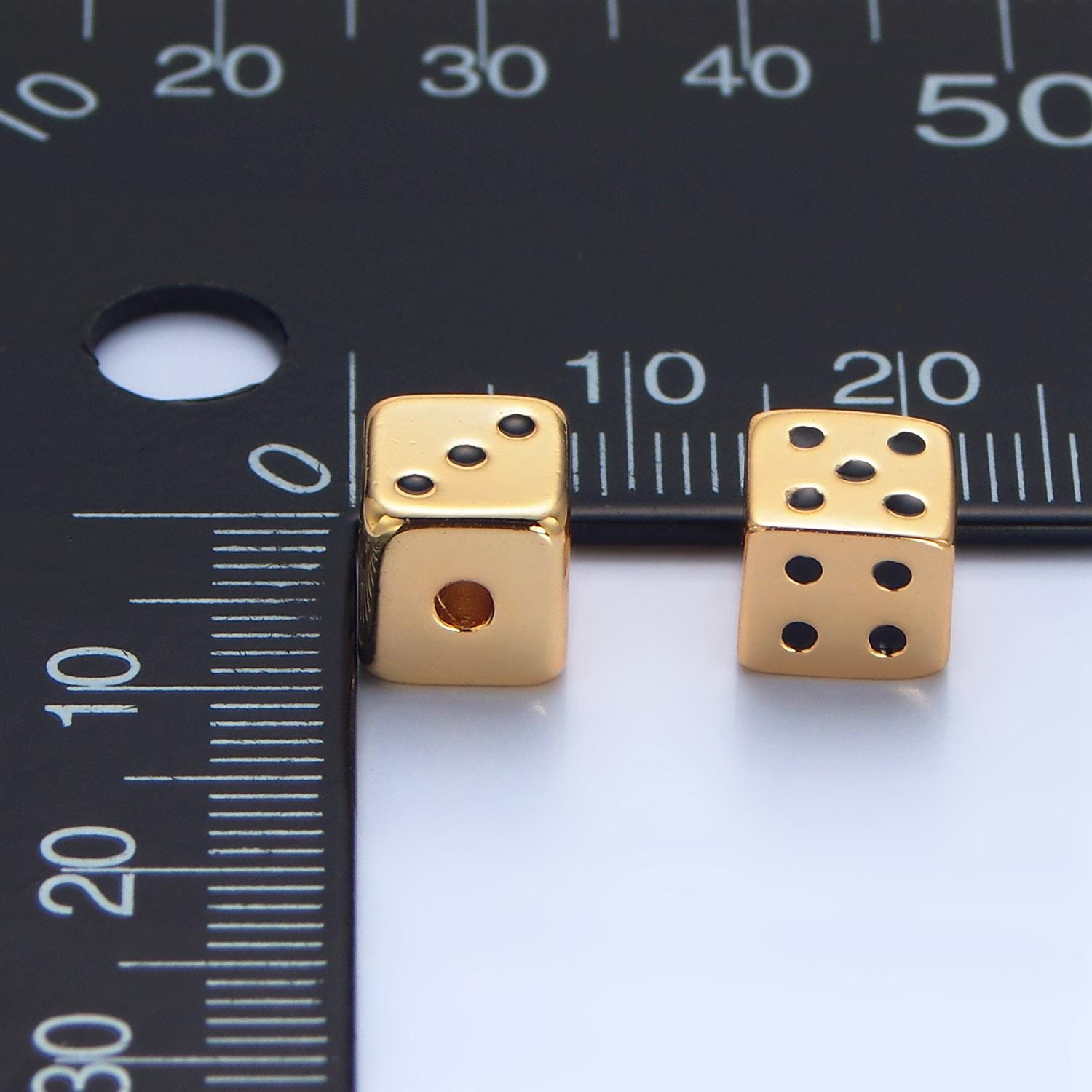 Black & gold cubic dice 24k gold filled game bead dice | b-903