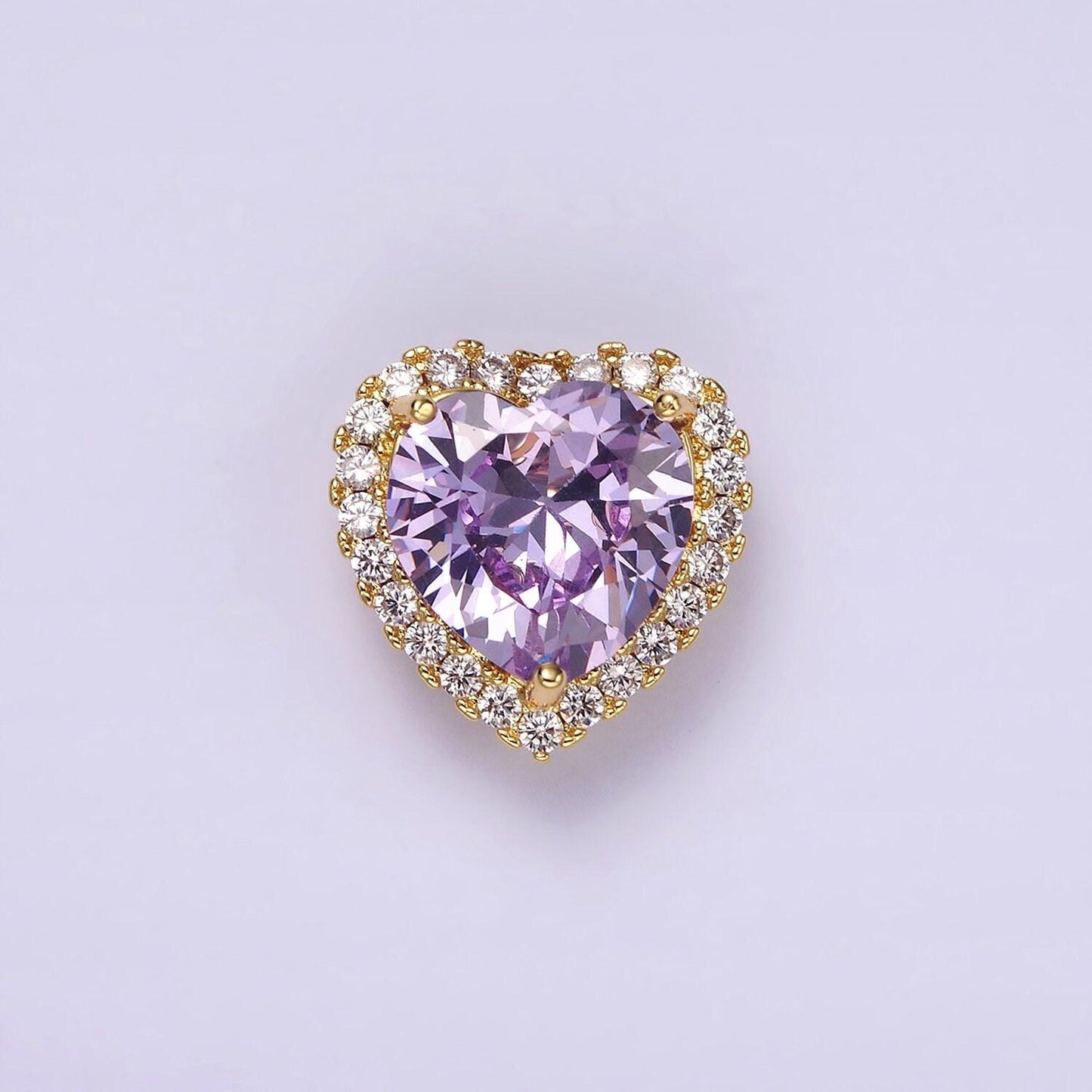 Cubic gold filled dainty cz heart spacer bead, gold micro pave color love diamond zirconia stone spacers for bracelet necklace | b851