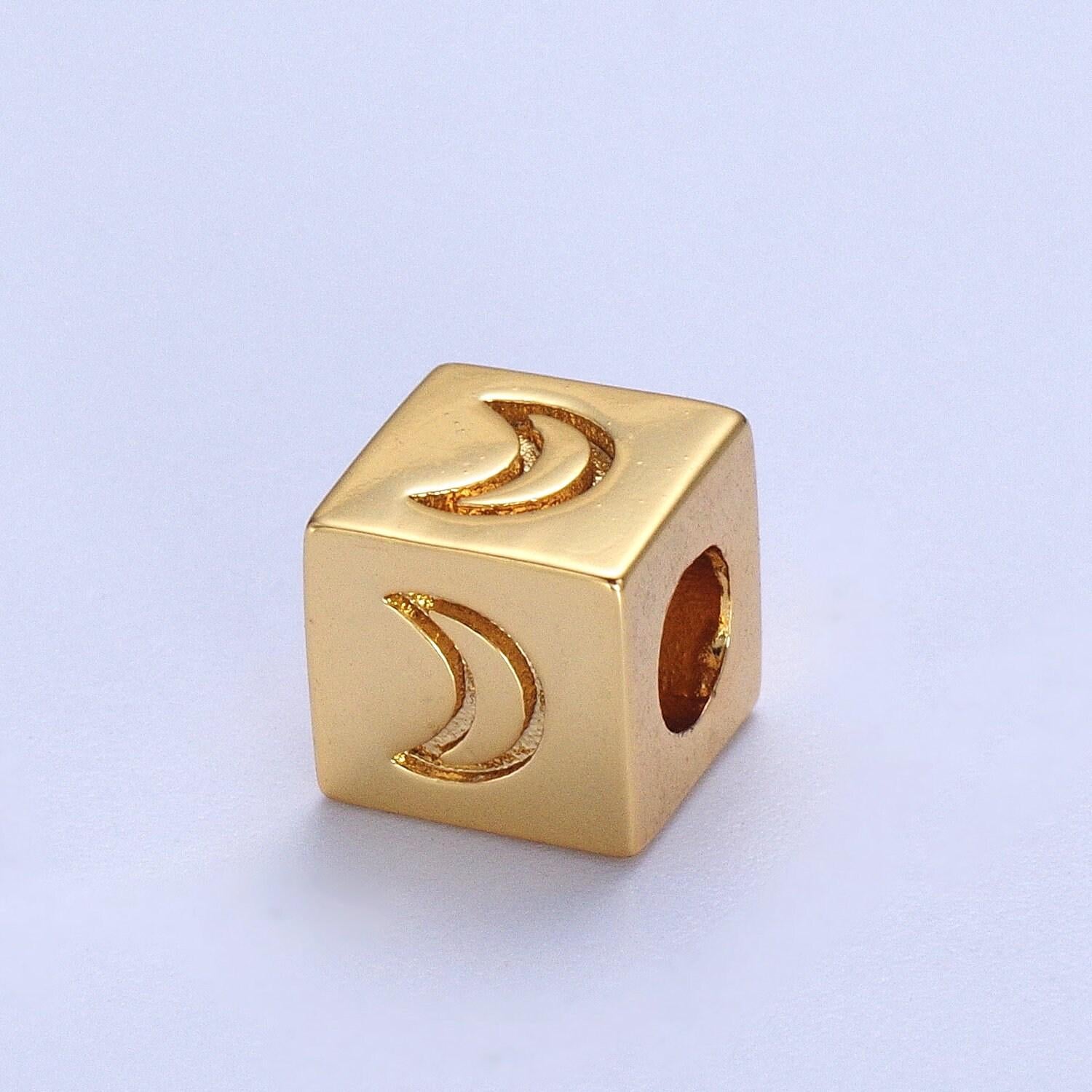 1x gold cube box square beads size 6mm star heart moon spacer findings for jewelry making supplier and wholesale
