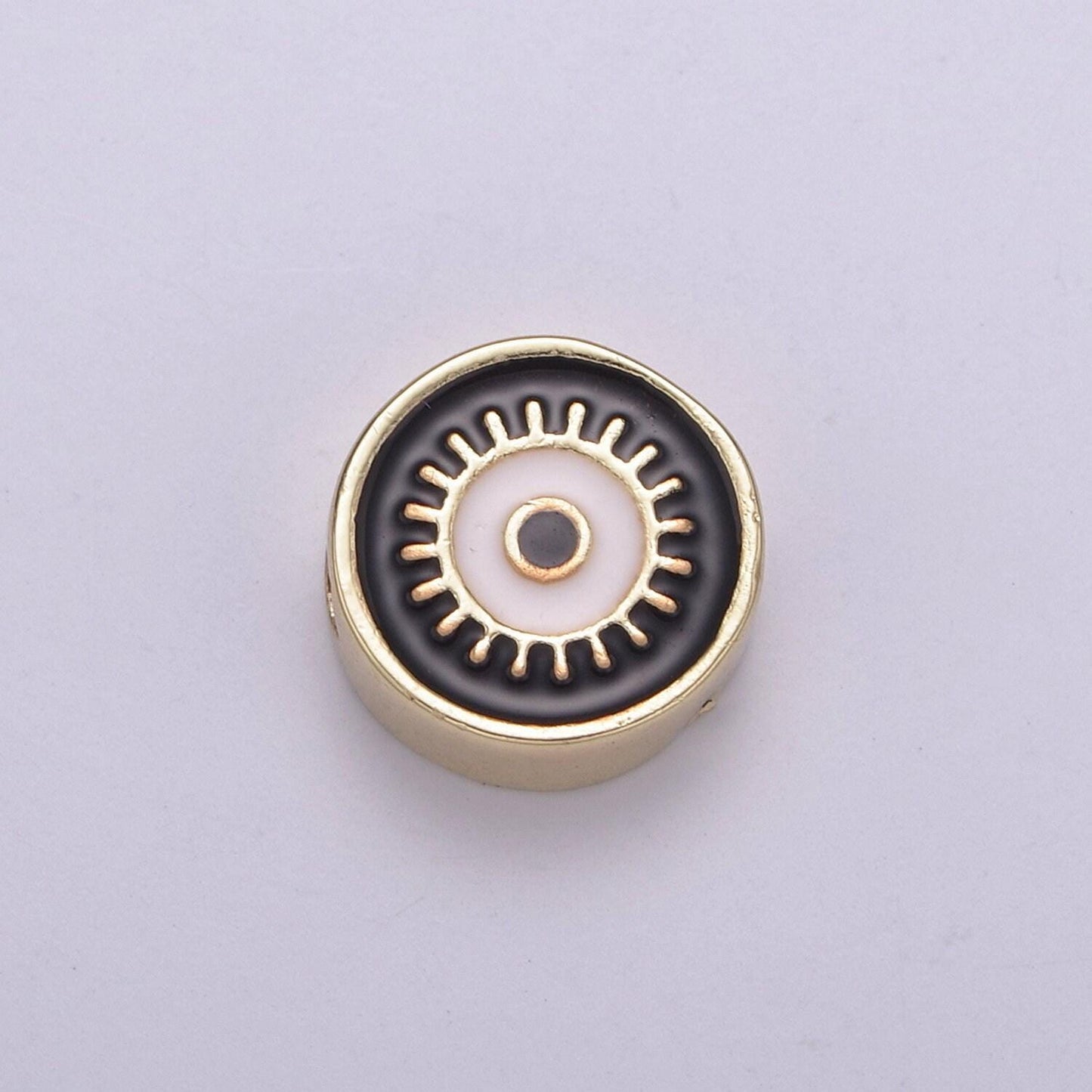 Double sided round evil eye enamel charm beads dainty eye pendant for necklace bracelet earring supply component b-763 b-764