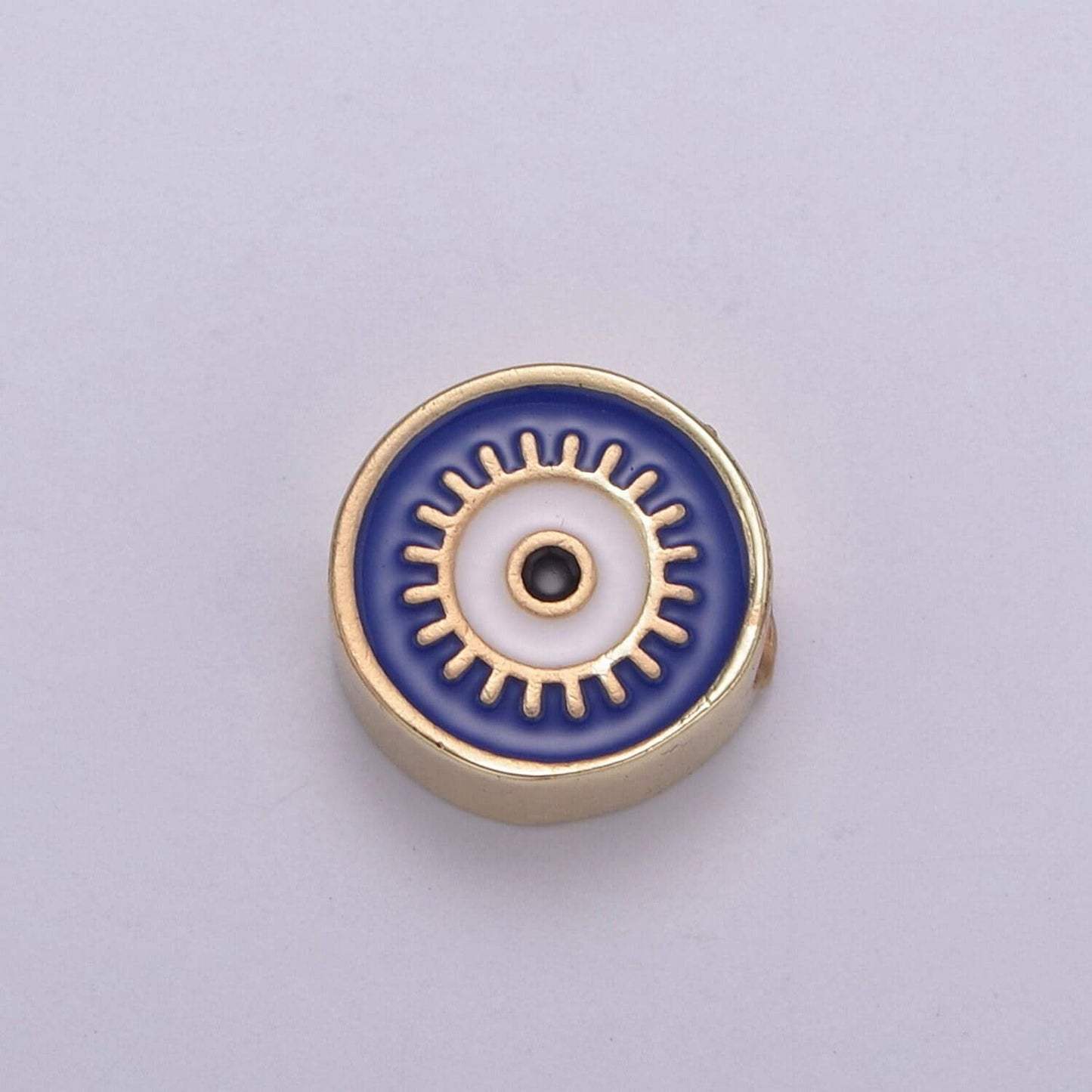 Double sided round evil eye enamel charm beads dainty eye pendant for necklace bracelet earring supply component b-763 b-764