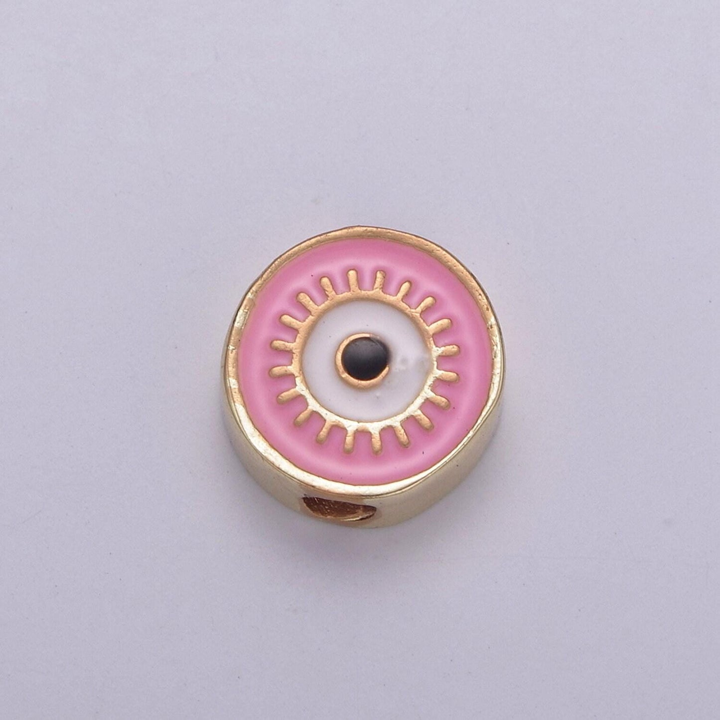Double sided round evil eye enamel charm beads dainty eye pendant for necklace bracelet earring supply component b-763 b-764
