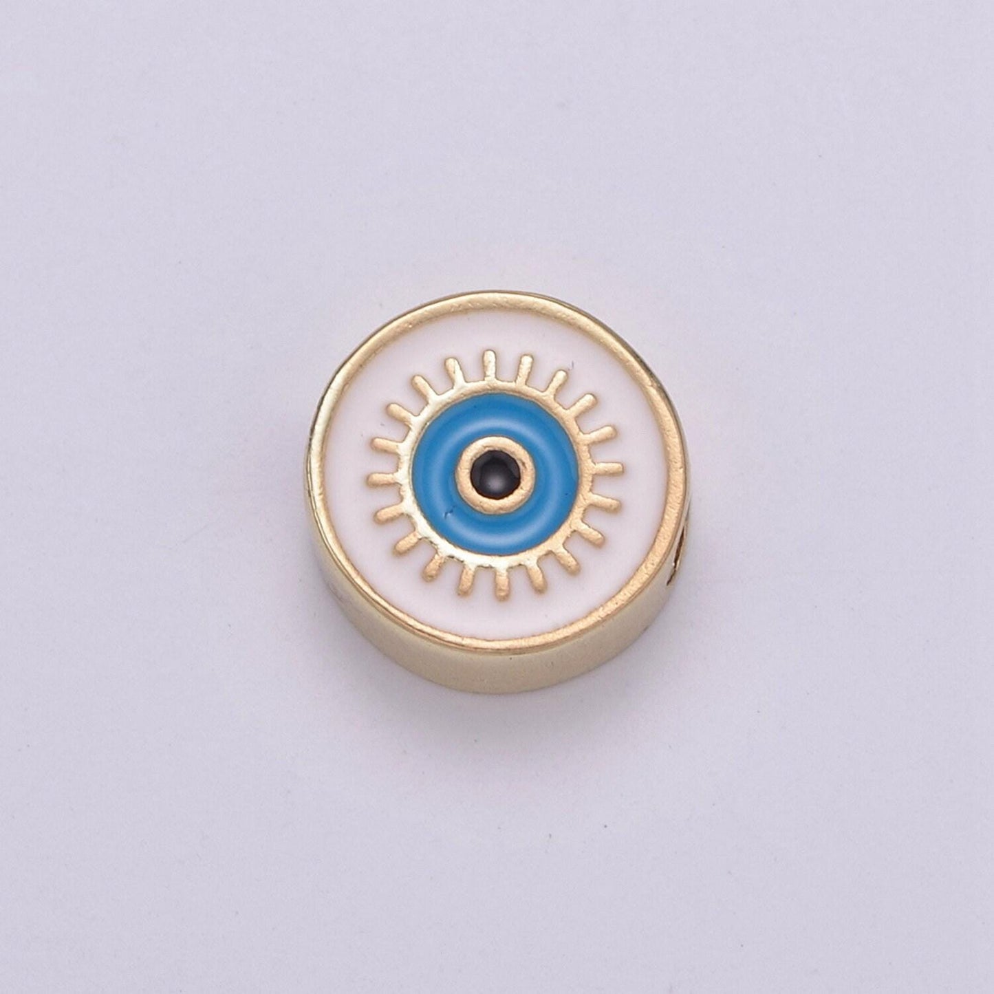 Double sided round evil eye enamel charm beads dainty eye pendant for necklace bracelet earring supply component b-763 b-764