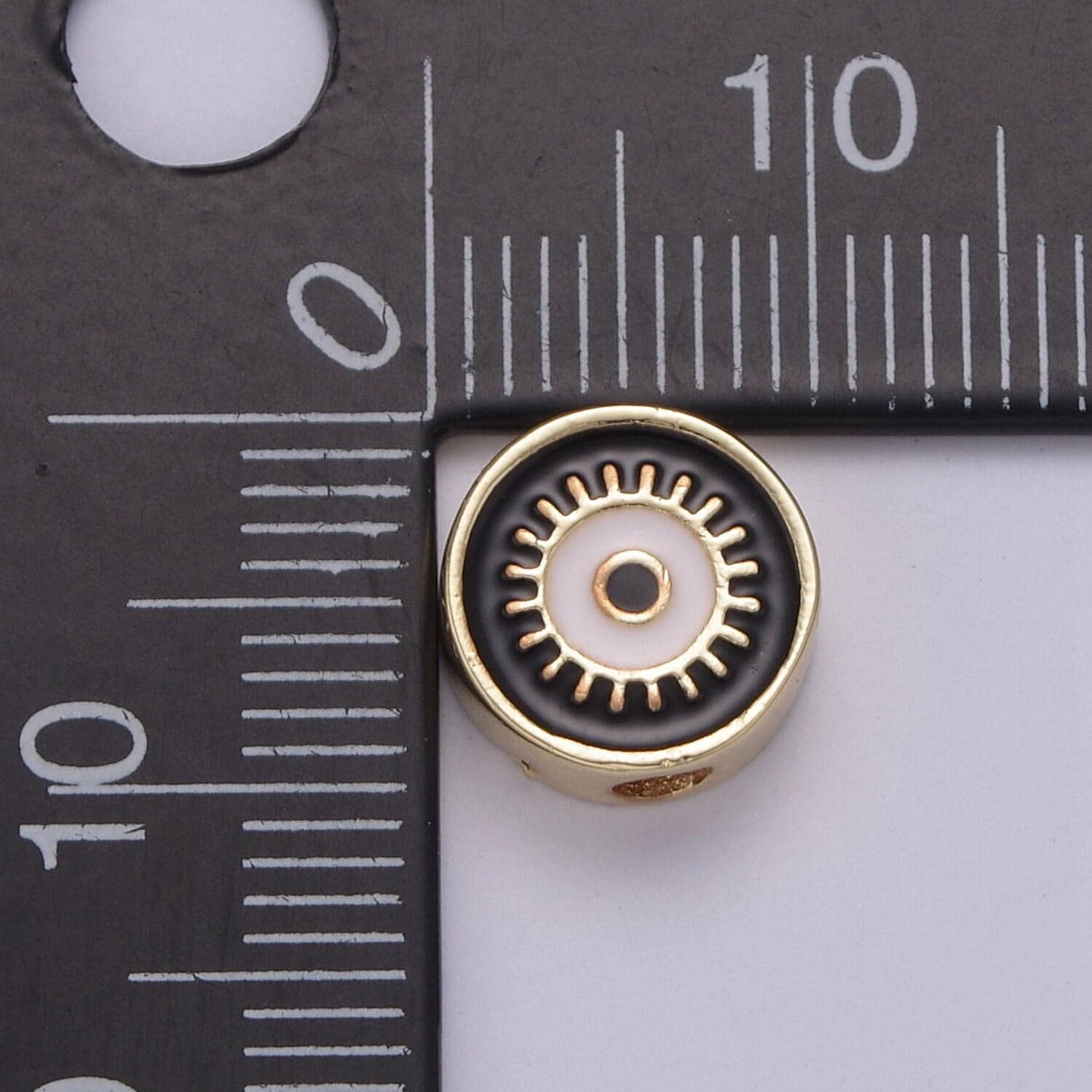 Double sided round evil eye enamel charm beads dainty eye pendant for necklace bracelet earring supply component b-763 b-764