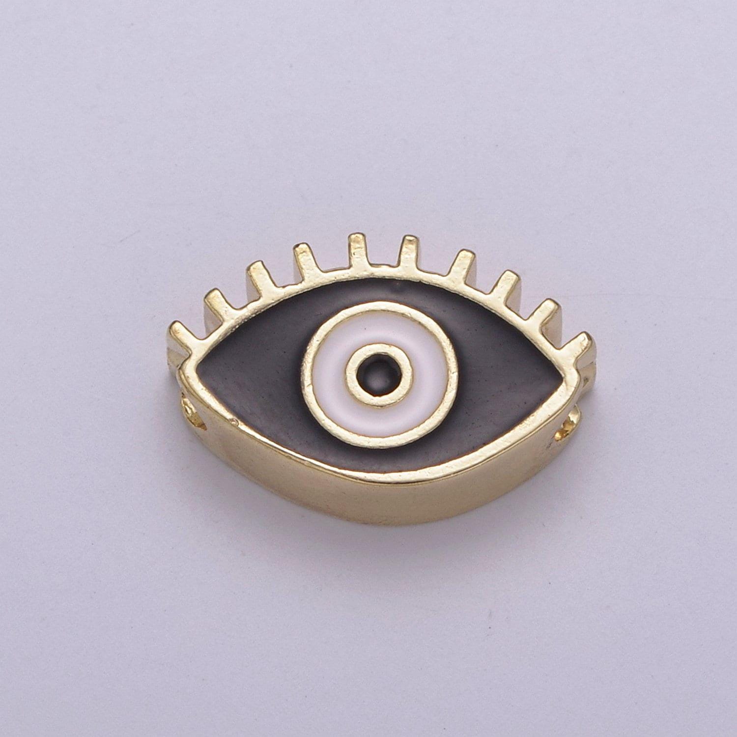 Double sided evil eye enamel charm beads dainty eye pendant for necklace bracelet earring supply component b-755 ~ b-756