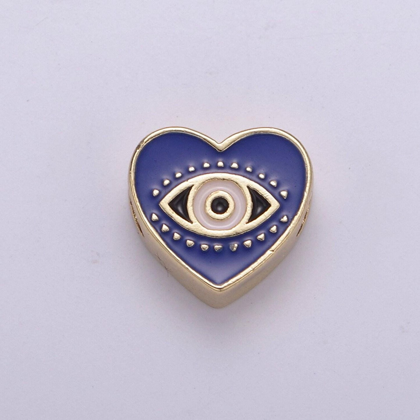 Double sided evil eye enamel charm beads dainty heart eye of ra pendant for necklace bracelet earring supply component b-753 ~ b-754