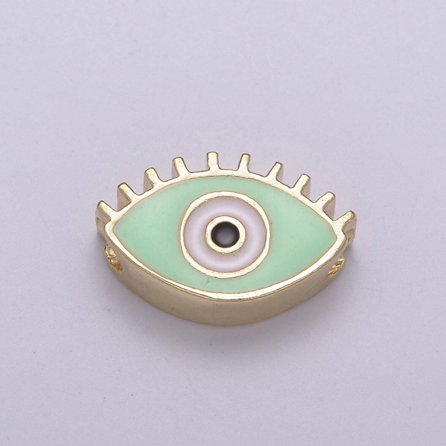 Double sided evil eye enamel charm beads dainty eye pendant for necklace bracelet earring supply component b-755 ~ b-756