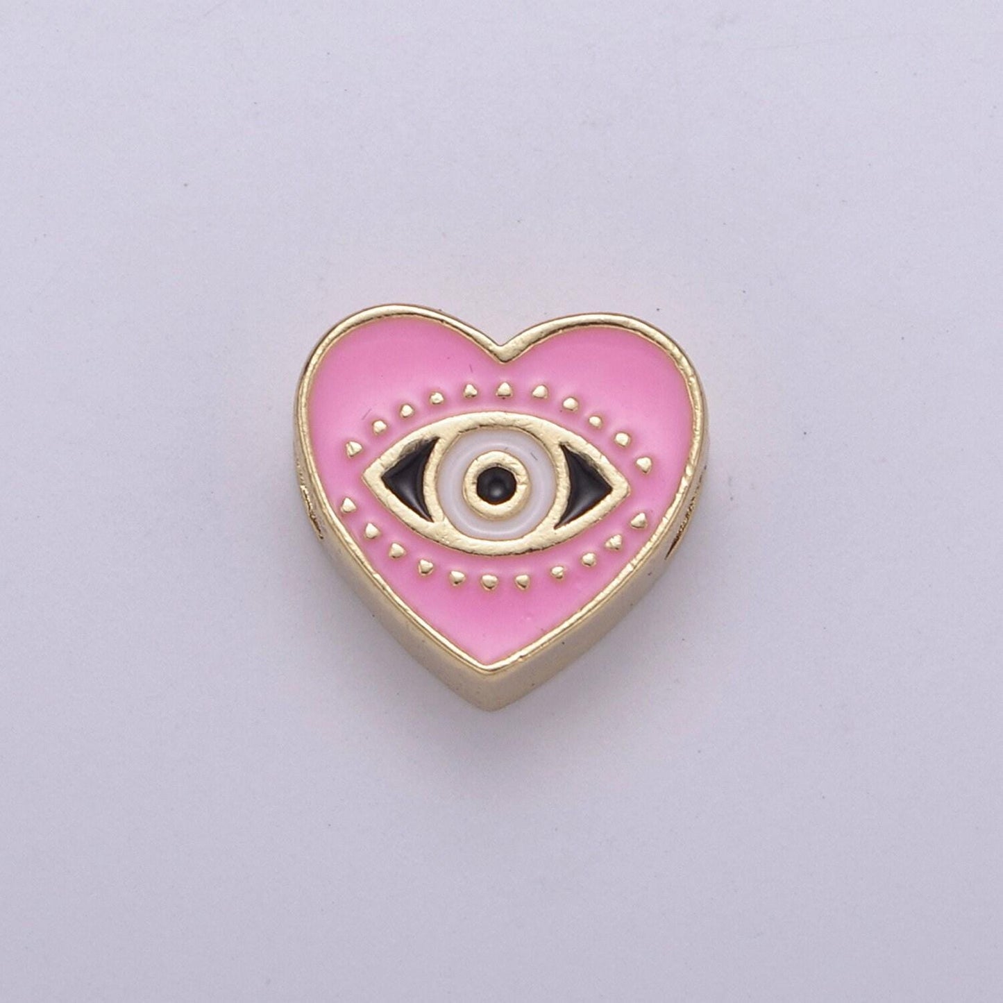 Double sided evil eye enamel charm beads dainty heart eye of ra pendant for necklace bracelet earring supply component b-753 ~ b-754