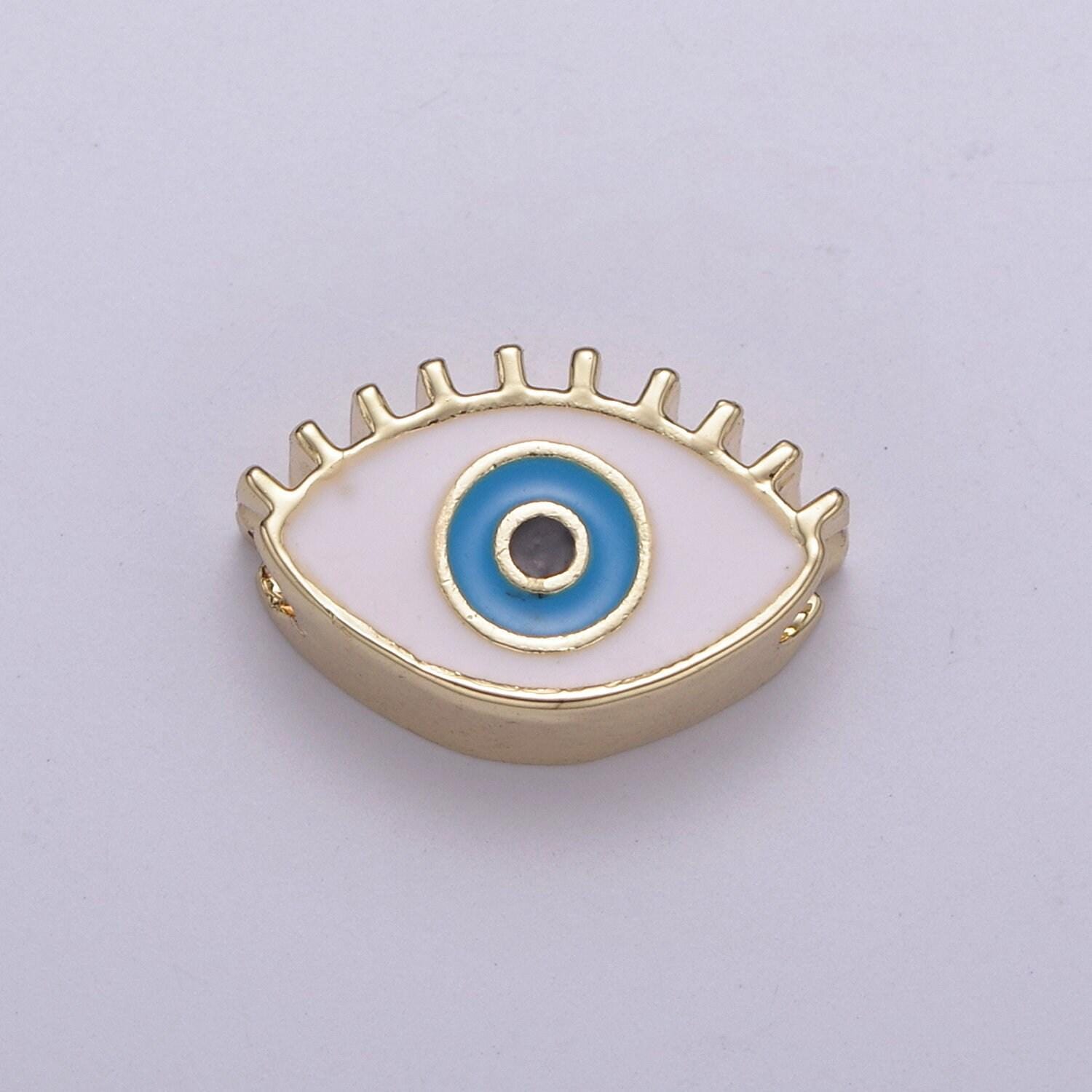 Double sided evil eye enamel charm beads dainty eye pendant for necklace bracelet earring supply component b-755 ~ b-756