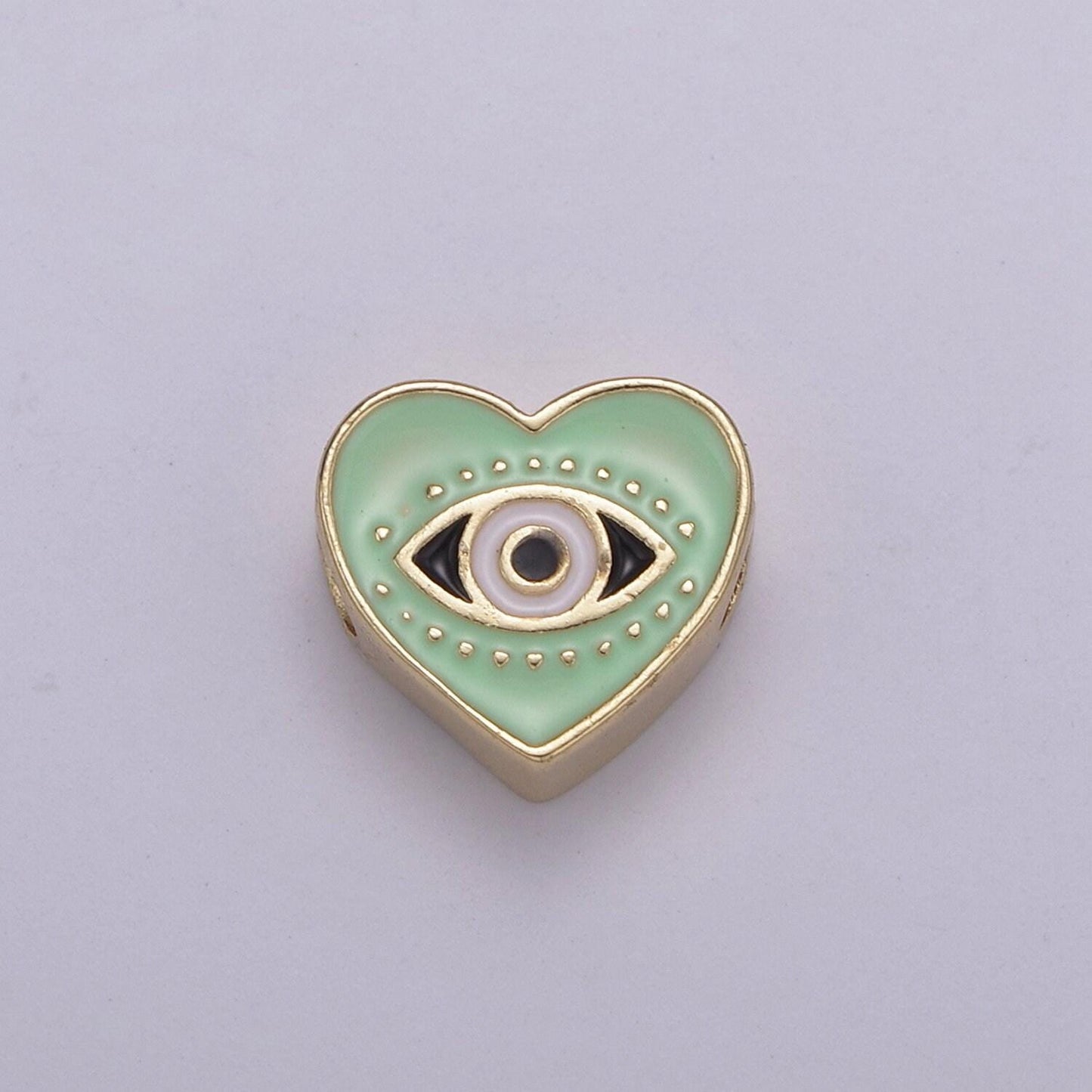 Double sided evil eye enamel charm beads dainty heart eye of ra pendant for necklace bracelet earring supply component b-753 ~ b-754