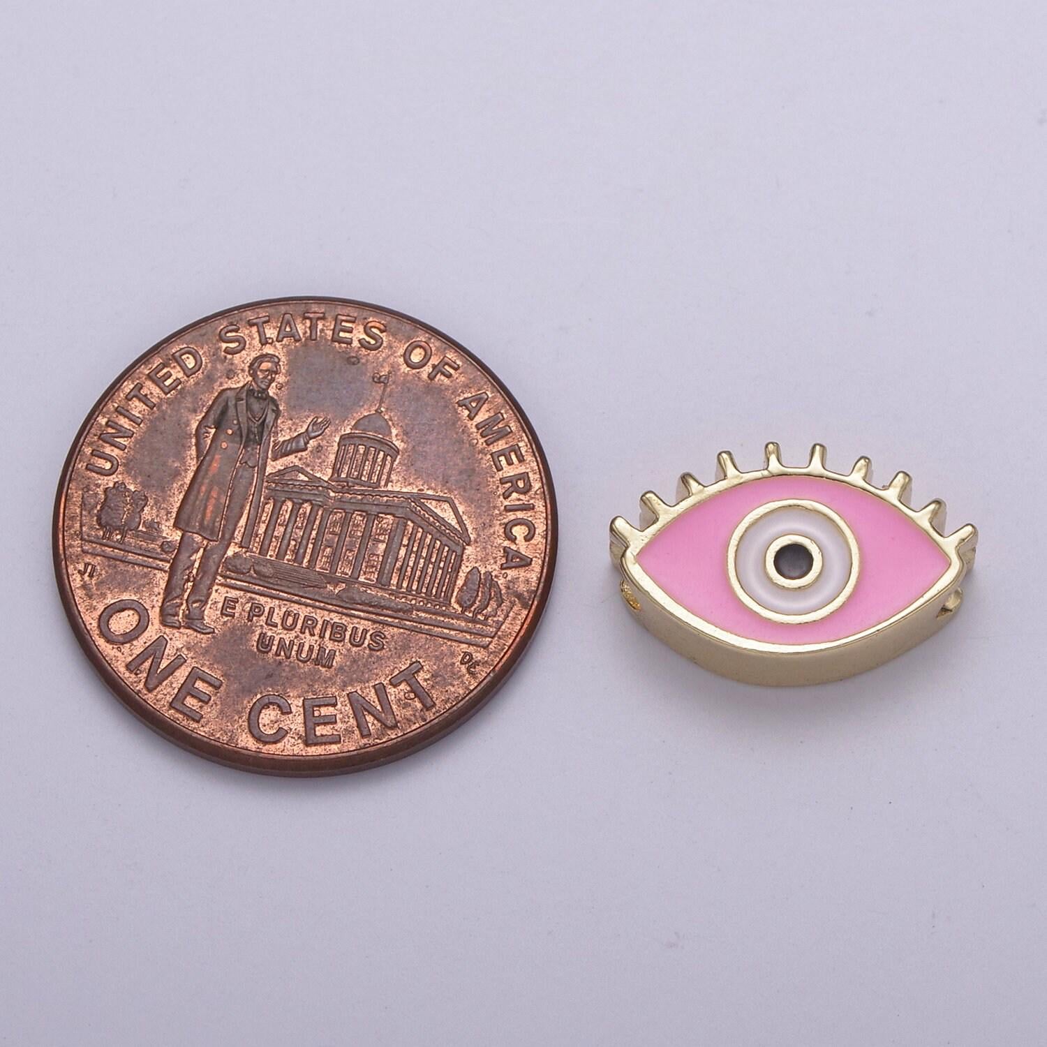 Double sided evil eye enamel charm beads dainty eye pendant for necklace bracelet earring supply component b-755 ~ b-756