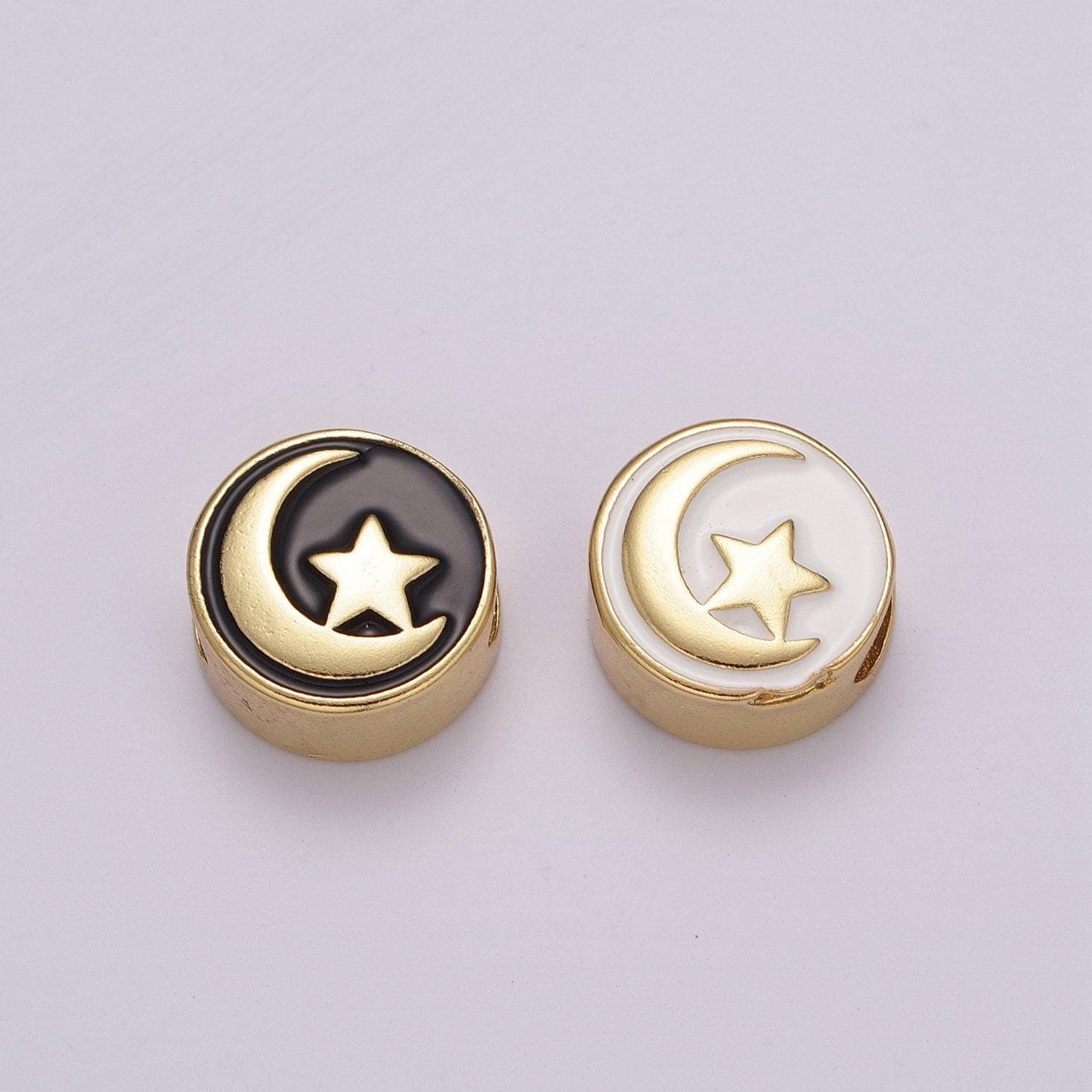 12mm enamel round bead moon star design bead black white gold cute spacer bead bracelet supply cross lotus weed skull yin yang charm