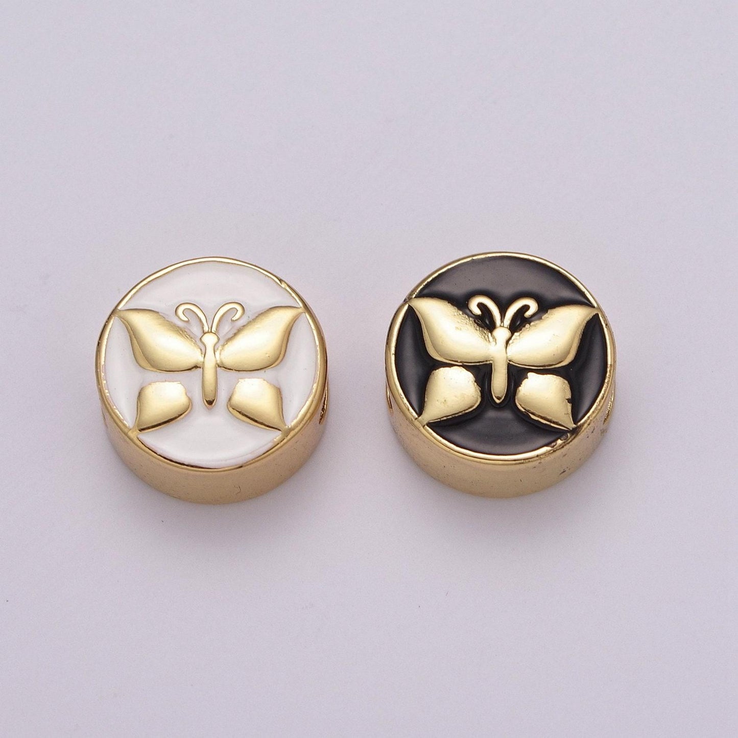 12mm enamel round bead flower cross design bead black white gold cute spacer bead bracelet supply star cross yin yang weed lotus