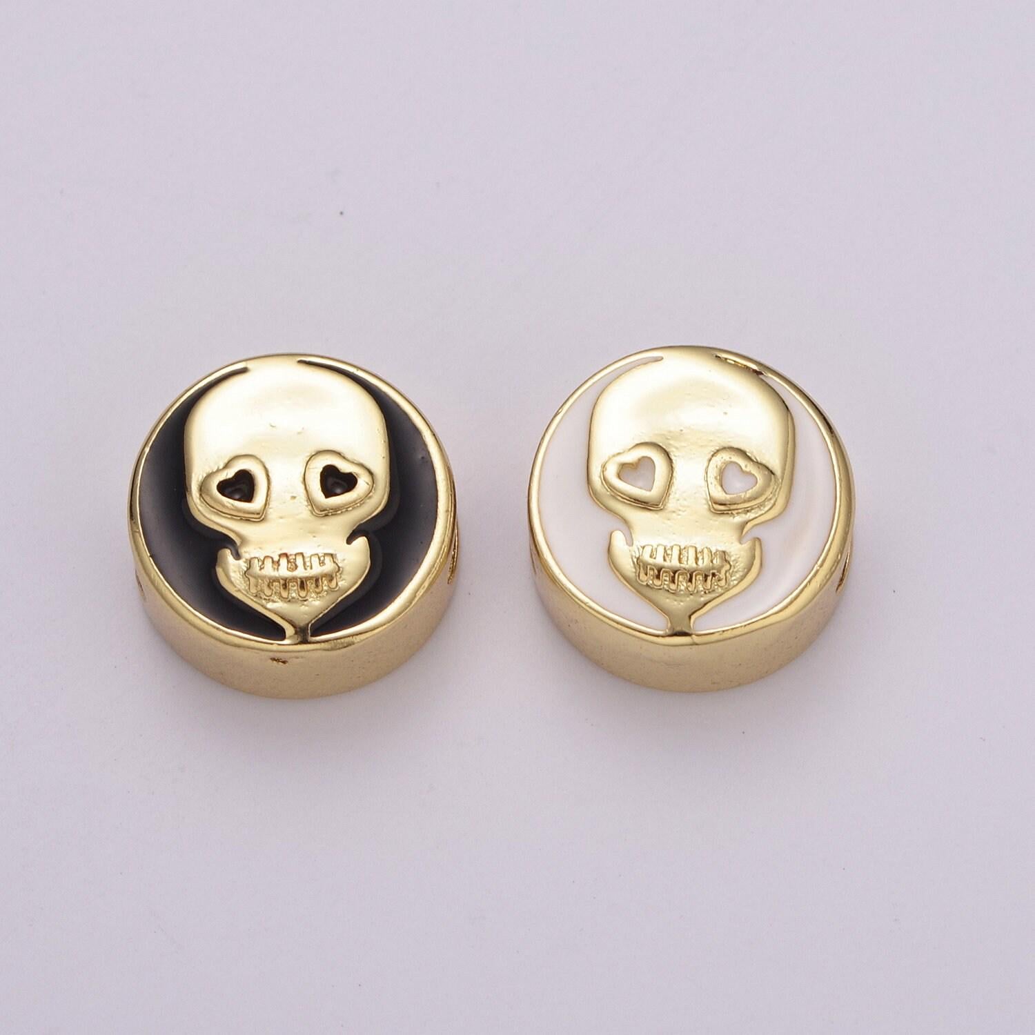 12mm enamel round bead moon star design bead black white gold cute spacer bead bracelet supply cross lotus weed skull yin yang charm