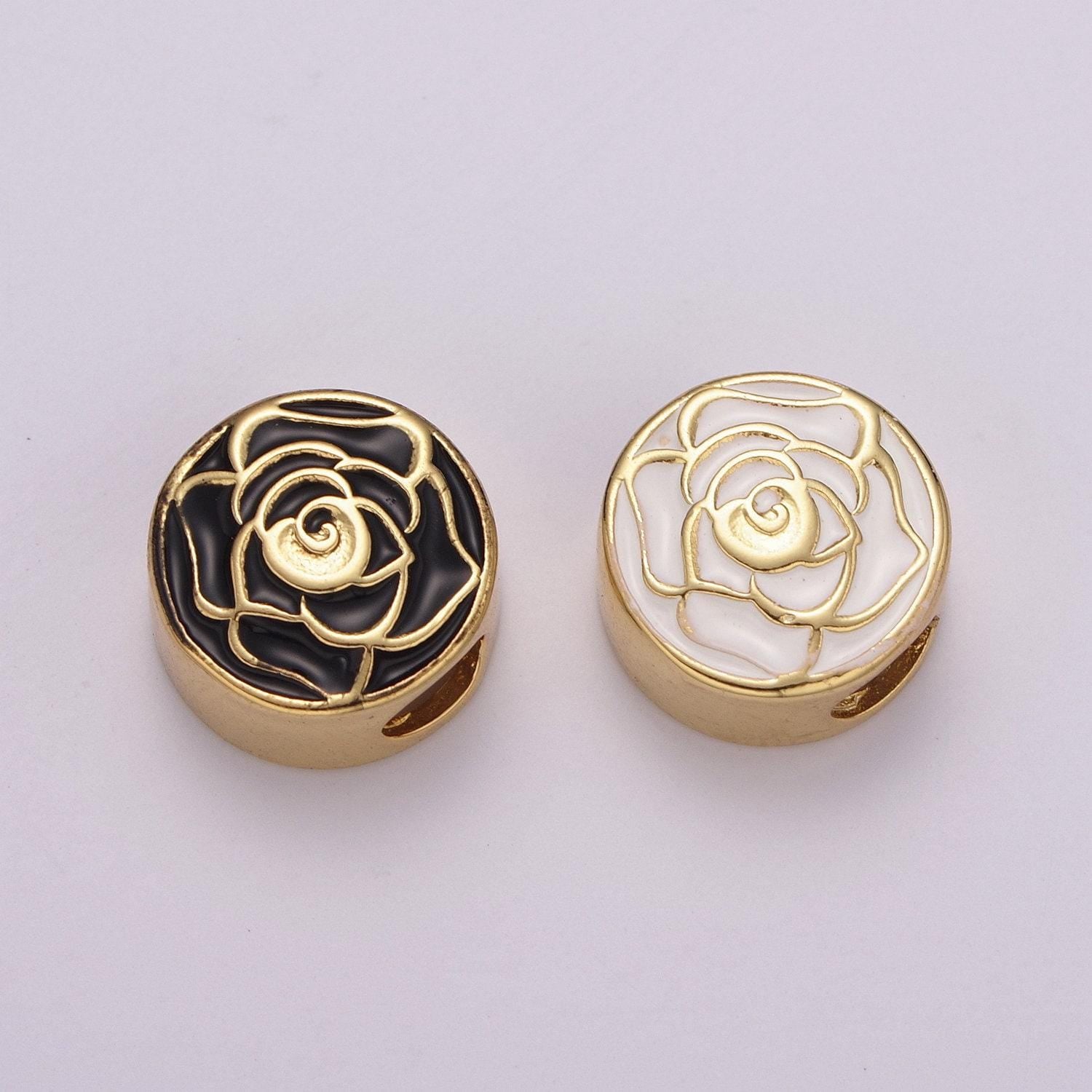 12mm enamel round bead moon star design bead black white gold cute spacer bead bracelet supply cross lotus weed skull yin yang charm