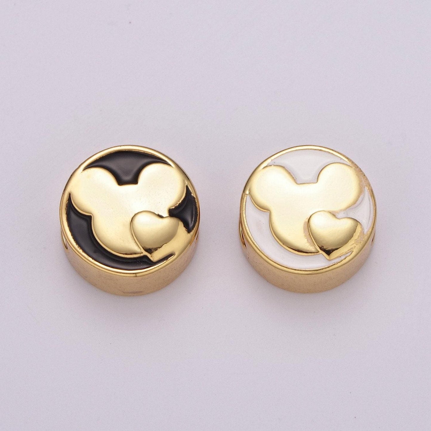 12mm enamel round bead flower cross design bead black white gold cute spacer bead bracelet supply star cross yin yang weed lotus