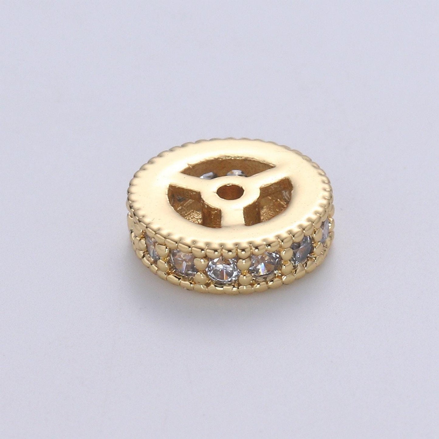 Micro pave round beads - 8.3 mm dainty circle charm beautiful infinity gold star beads for bracelet earring supply b-686