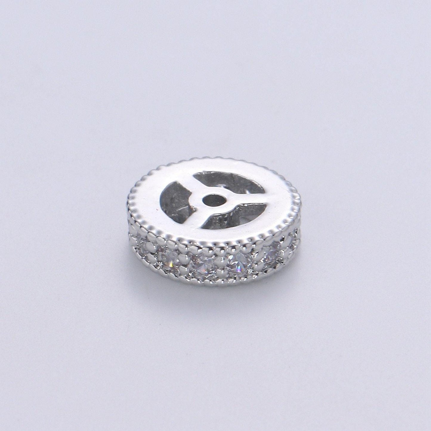 Micro pave round beads - 8.3 mm dainty circle charm beautiful infinity gold star beads for bracelet earring supply b-686