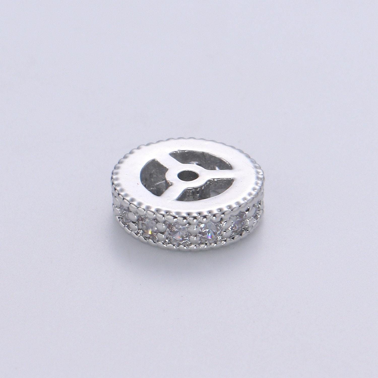 Micro pave round beads - 8.3 mm dainty circle charm beautiful infinity gold star beads for bracelet earring supply b-686
