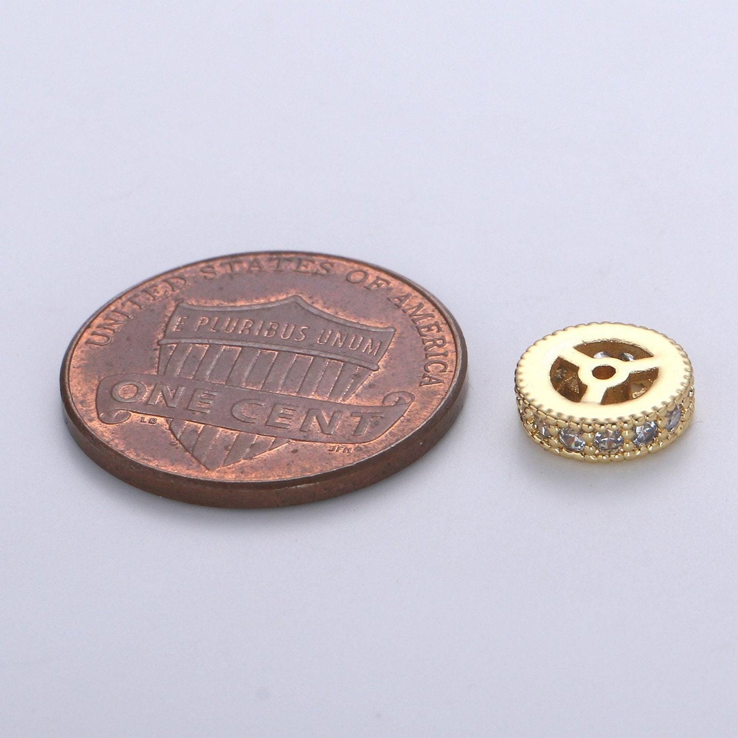 Micro pave round beads - 8.3 mm dainty circle charm beautiful infinity gold star beads for bracelet earring supply b-686