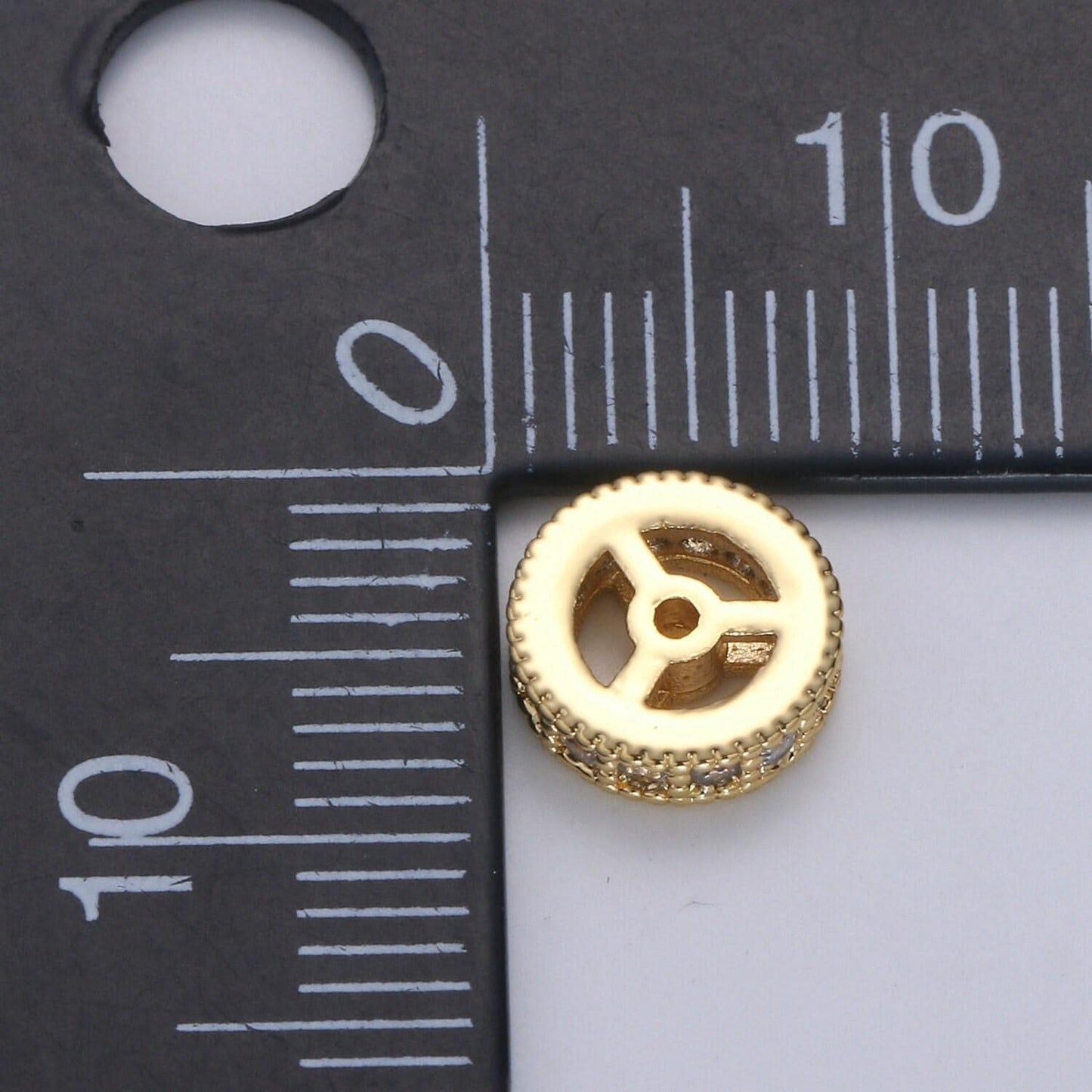 Micro pave round beads - 8.3 mm dainty circle charm beautiful infinity gold star beads for bracelet earring supply b-686