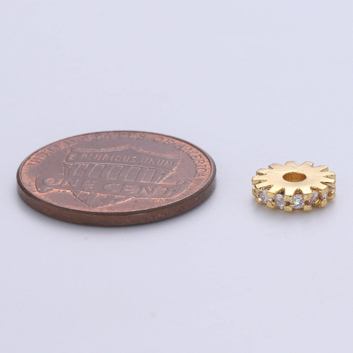 Micro pave gear beads - 8mm dainty star charm beautiful bright twinkle gold star beads for bracelet earring supply b-684