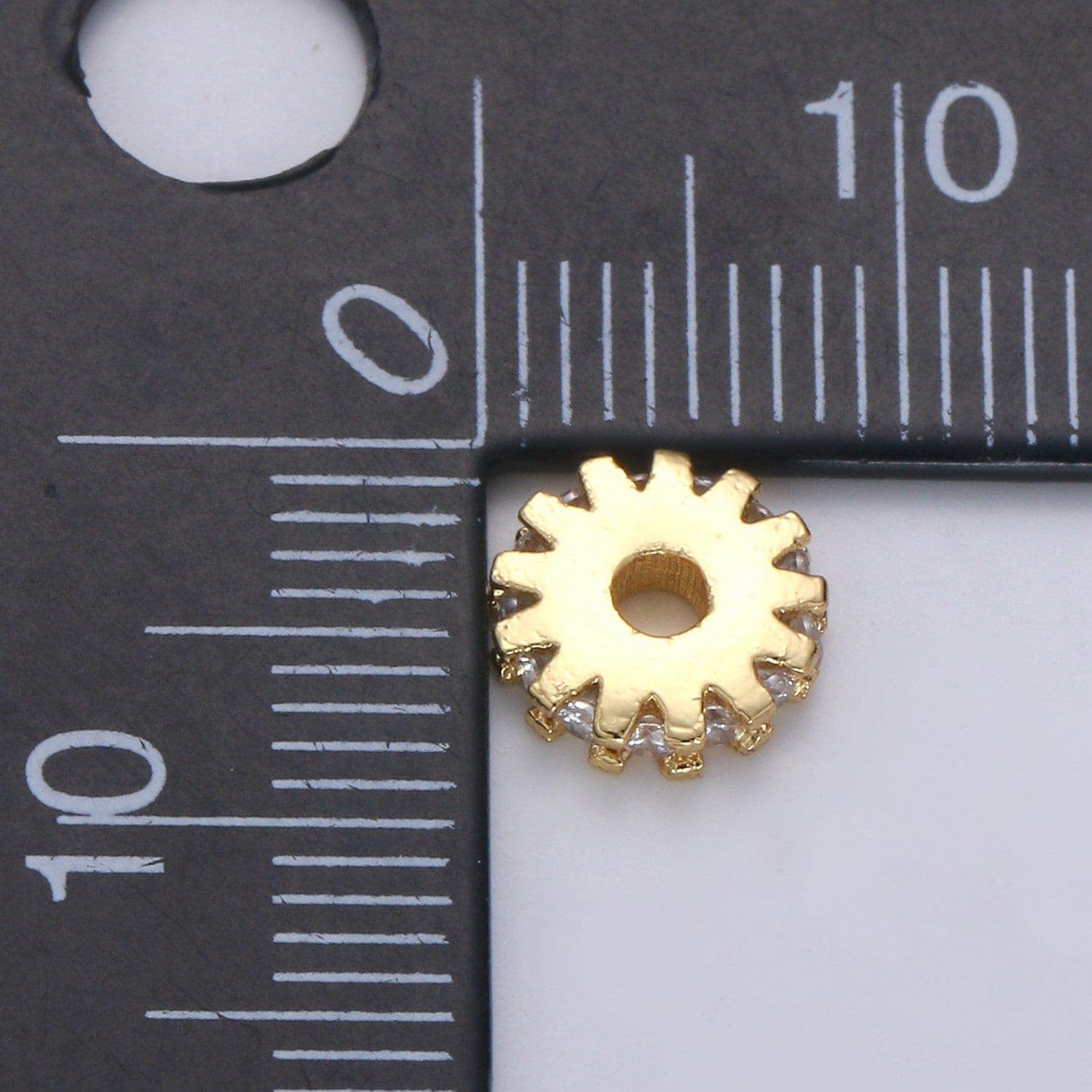 Micro pave gear beads - 8mm dainty star charm beautiful bright twinkle gold star beads for bracelet earring supply b-684