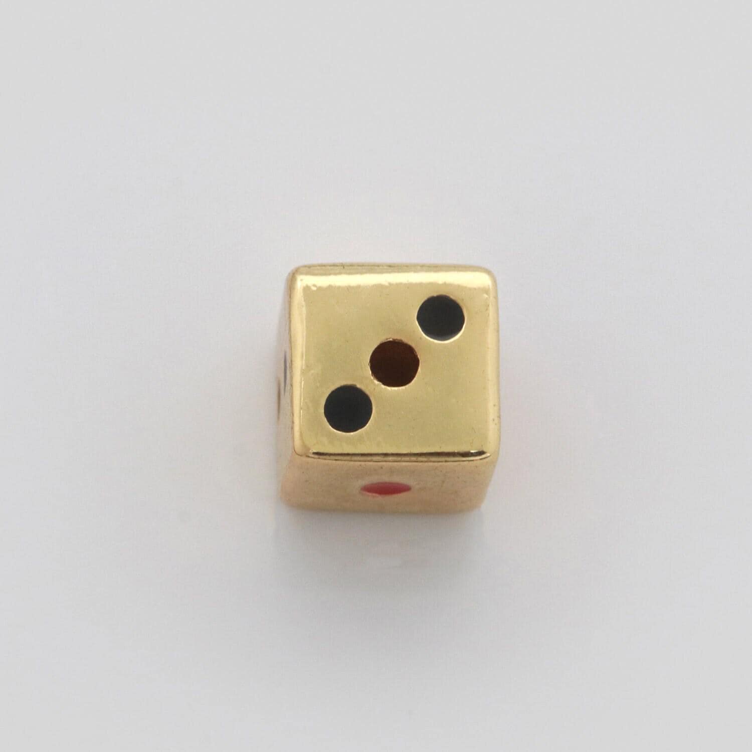 1x gold lucky dice beads spacer beads, for diy jewelry making spacer charms beaded bracelet, bead size 8, 10mm hole 2mm